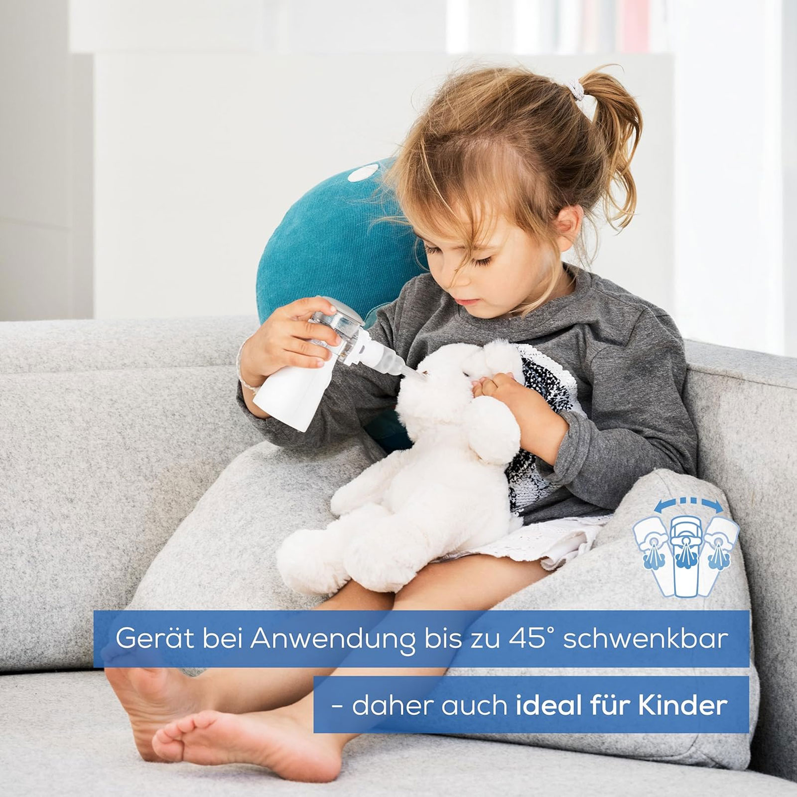 BEURER Inhaliergerät IH 57 (Schwingmembran-Technologie, intelligente Aerosol-Technologie, Akku-Betrieb, zur Behandlung der oberen und unteren Atemwege, ideal für Kinder, Anwendung bei Erkältung, Asthma, Atemwegserkrankungen, Mesh-Vernebler 