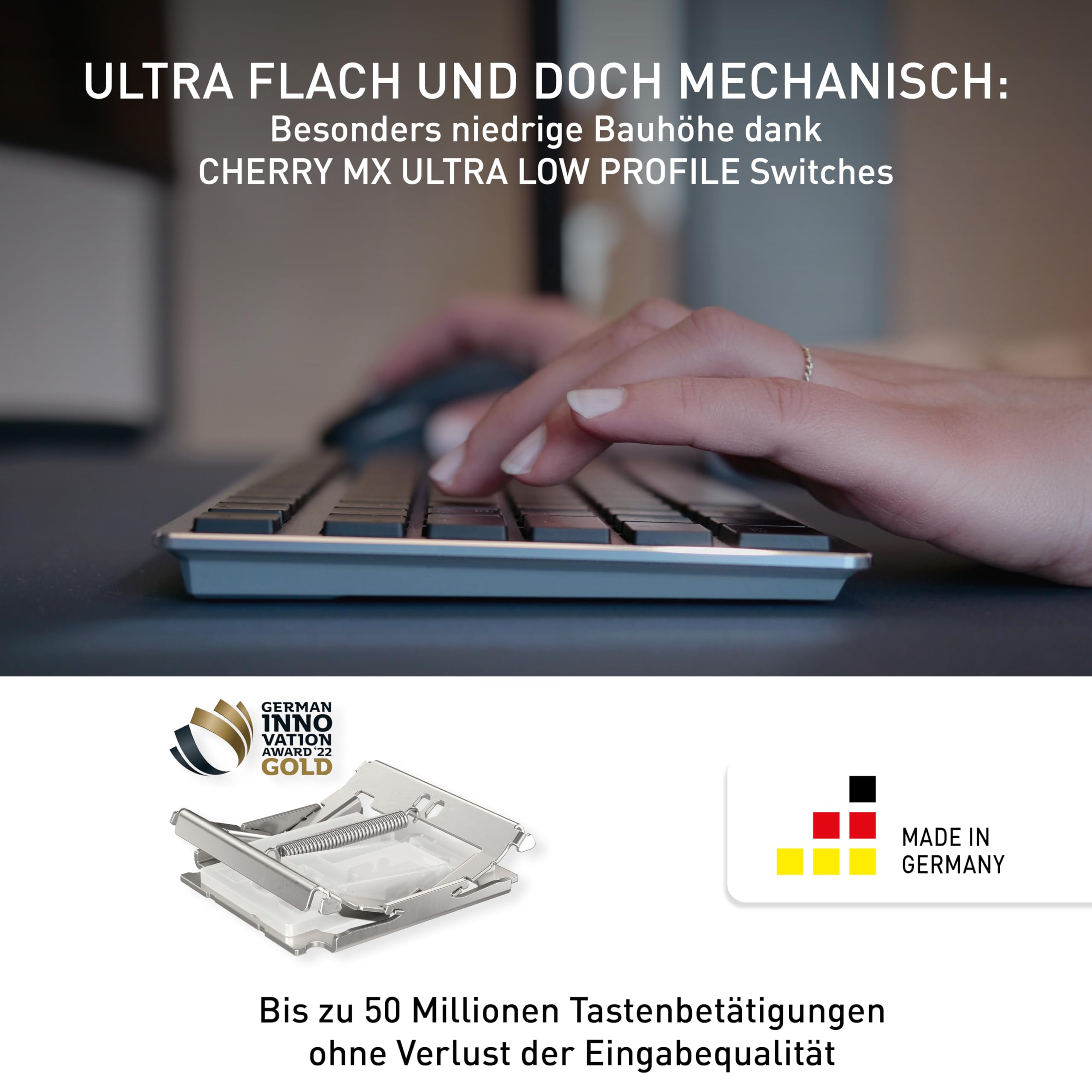 CHERRY KW X ULP 2.0 MINI, Ultra Flache Mechanische Kompakt-Tastatur