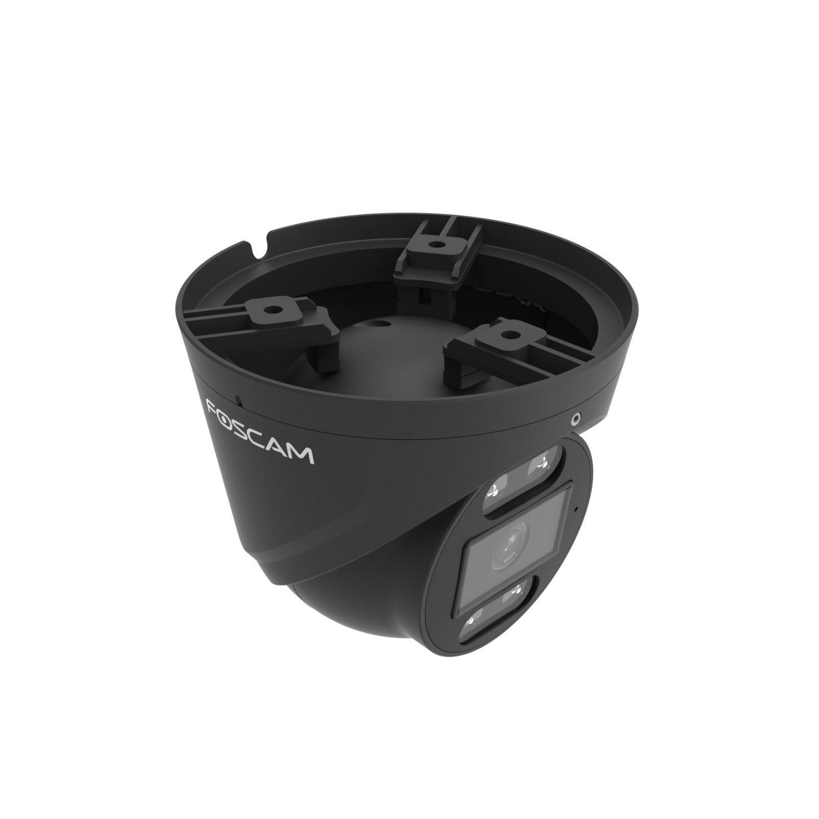 Foscam T5EP, 5 MP PoE-Überwachungskamera mit integriertem Scheinwerfer und Alarmsirene, Schwarz