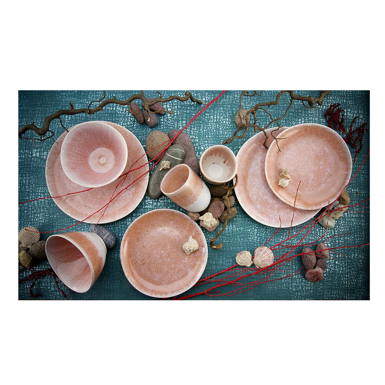 CreaTable, 20248, Serie Aquarius PINK, Geschirrset, Kombiservice 16 teilig