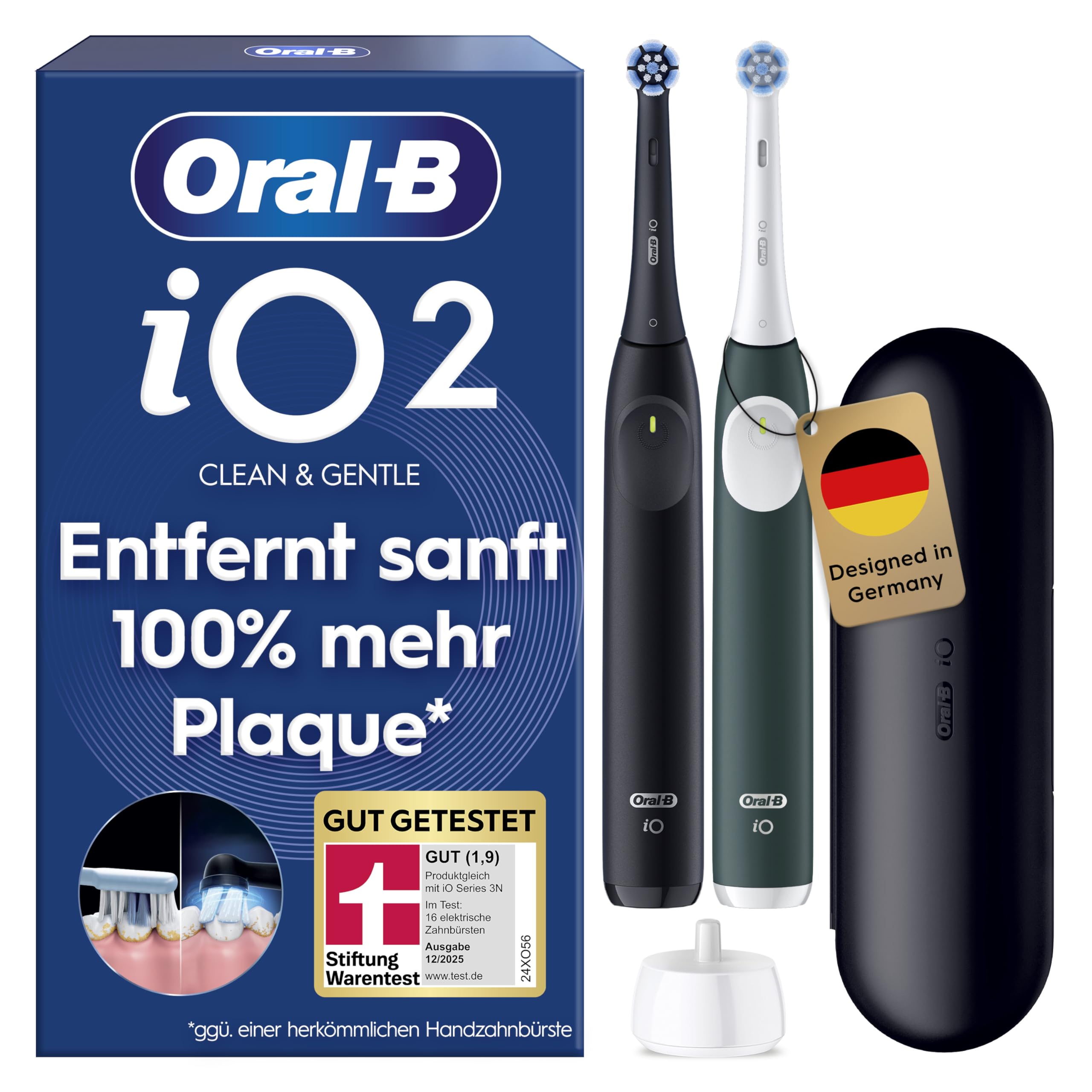 Oral-B iO 2 Black/Forest Doppelpack Zahnbürste inkl. 2 Aufsteckbürsten