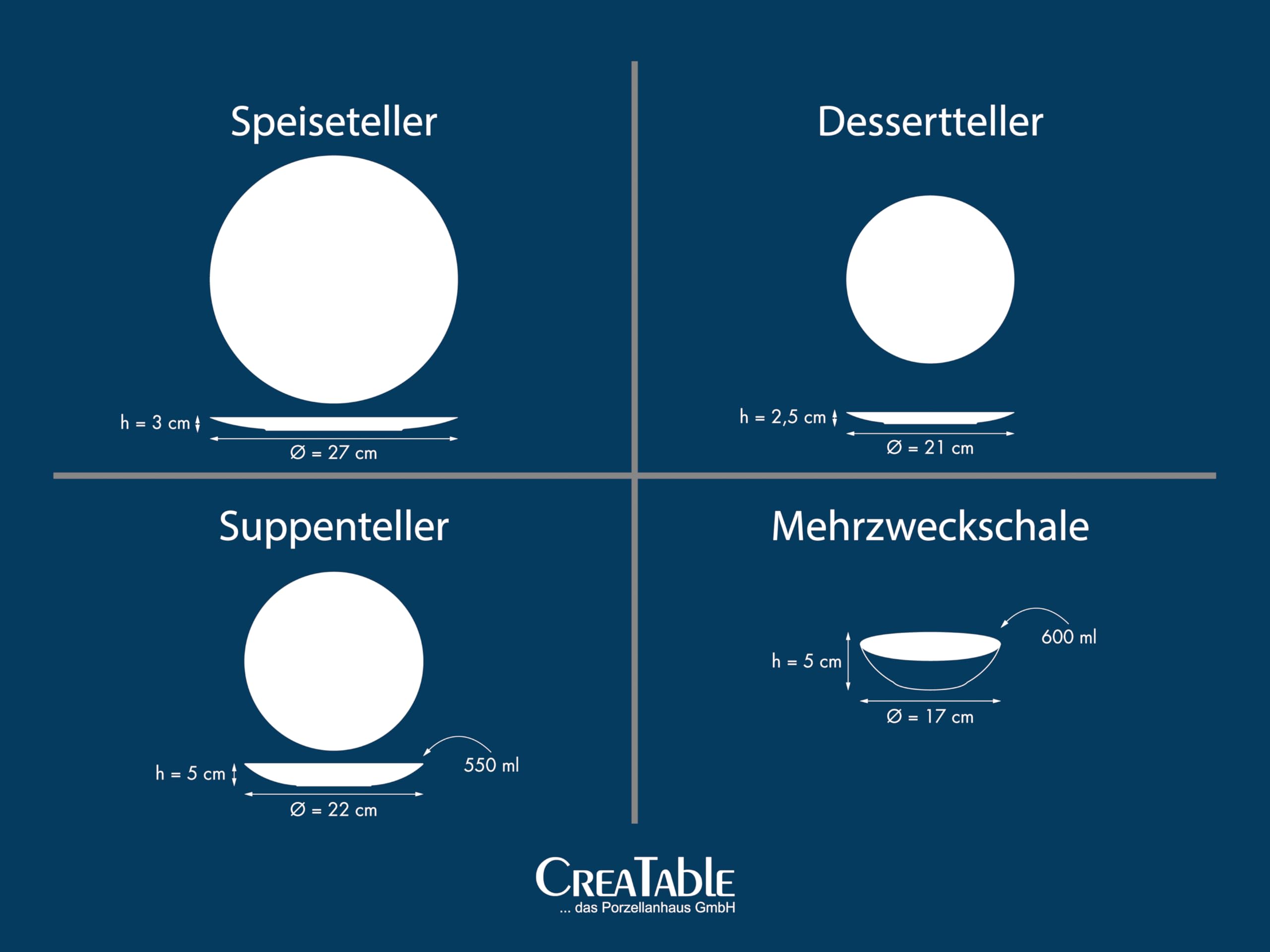 CreaTable, 24724, Serie Mosaik, 16-teiliges Geschirrset für 4 Personen