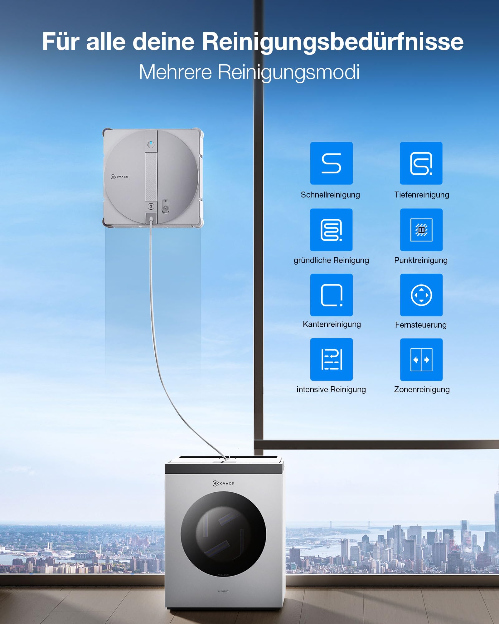 ECOVACS WINBOT W3 OMNI Fensterputzroboter mit Multifunktionsstation