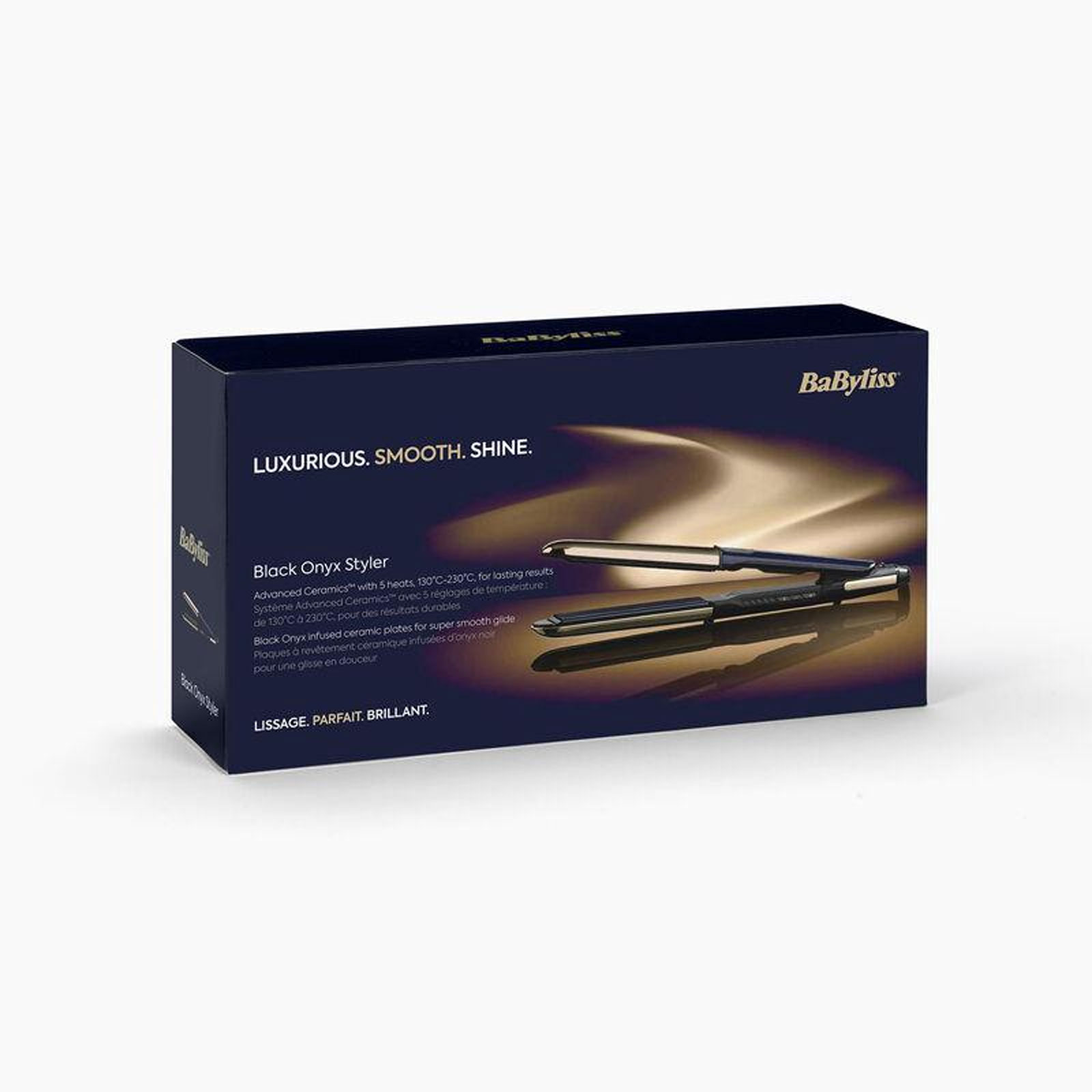 BaByliss ST484E Black Onyx Glätteisen (Advanced Ceramics™-Heizsystem, 5 Temperaturstufen von 130°C bis 235°C, Keramikplatten mit schwarzem Onyx, Ionen-Technologie mit Anti-Frizz Effekt, 15 Sekunden Aufheizzeit, automatische Abschaltfunktion