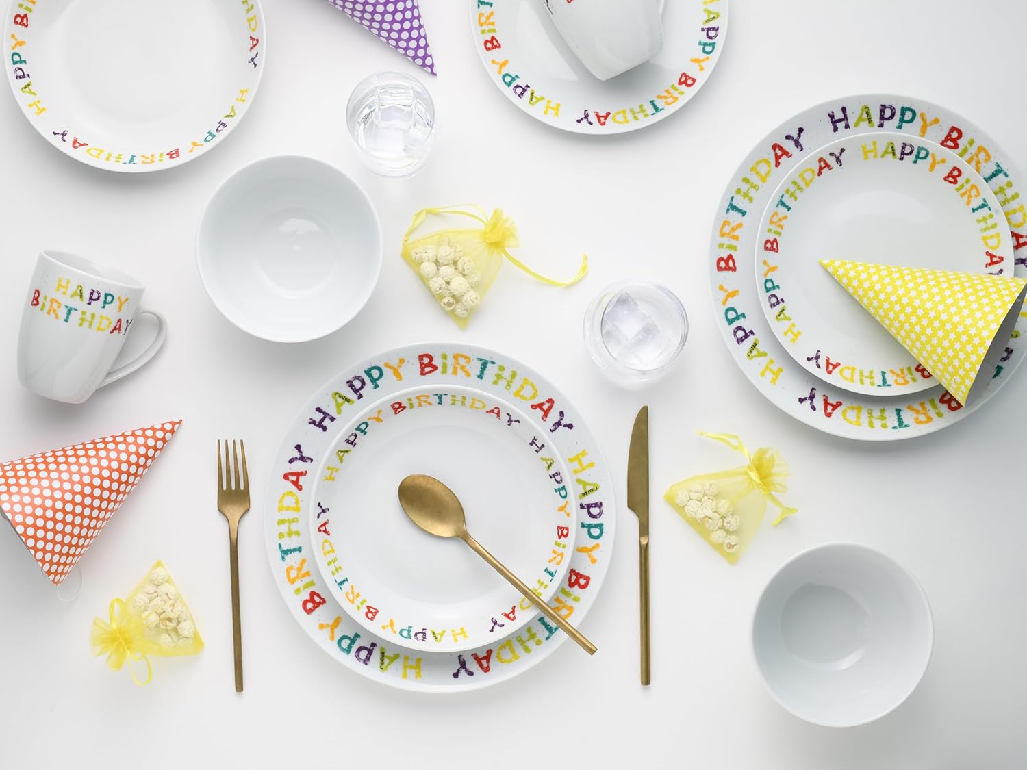 CreaTable, 24168, Serie Happy Birthday, 10-teiliges Geschirrset, Kombiservice aus Porzellan