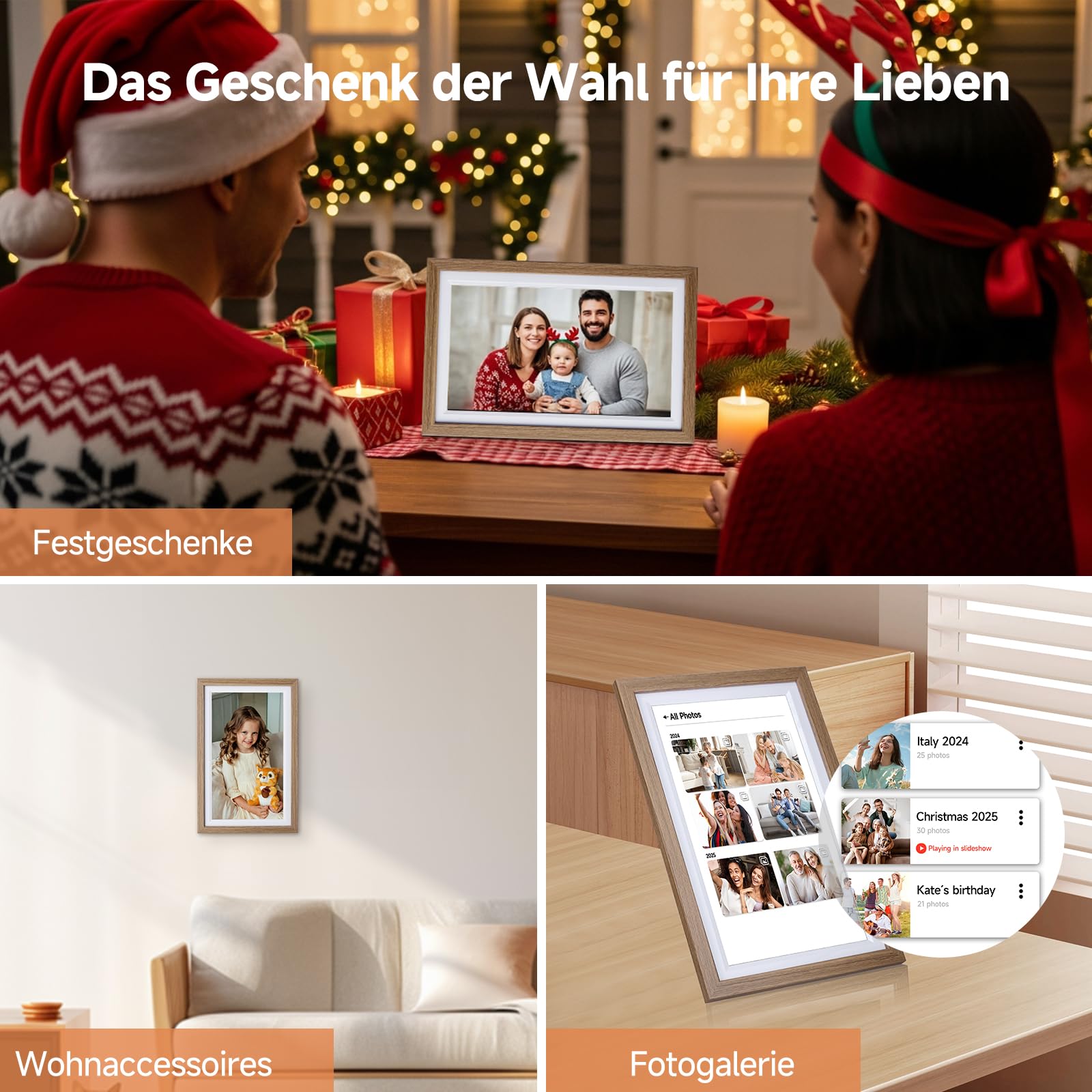 ROLLEI Digitaler Bilderrahmen Smart Frame WiFi 152 Holzoptik Eiche