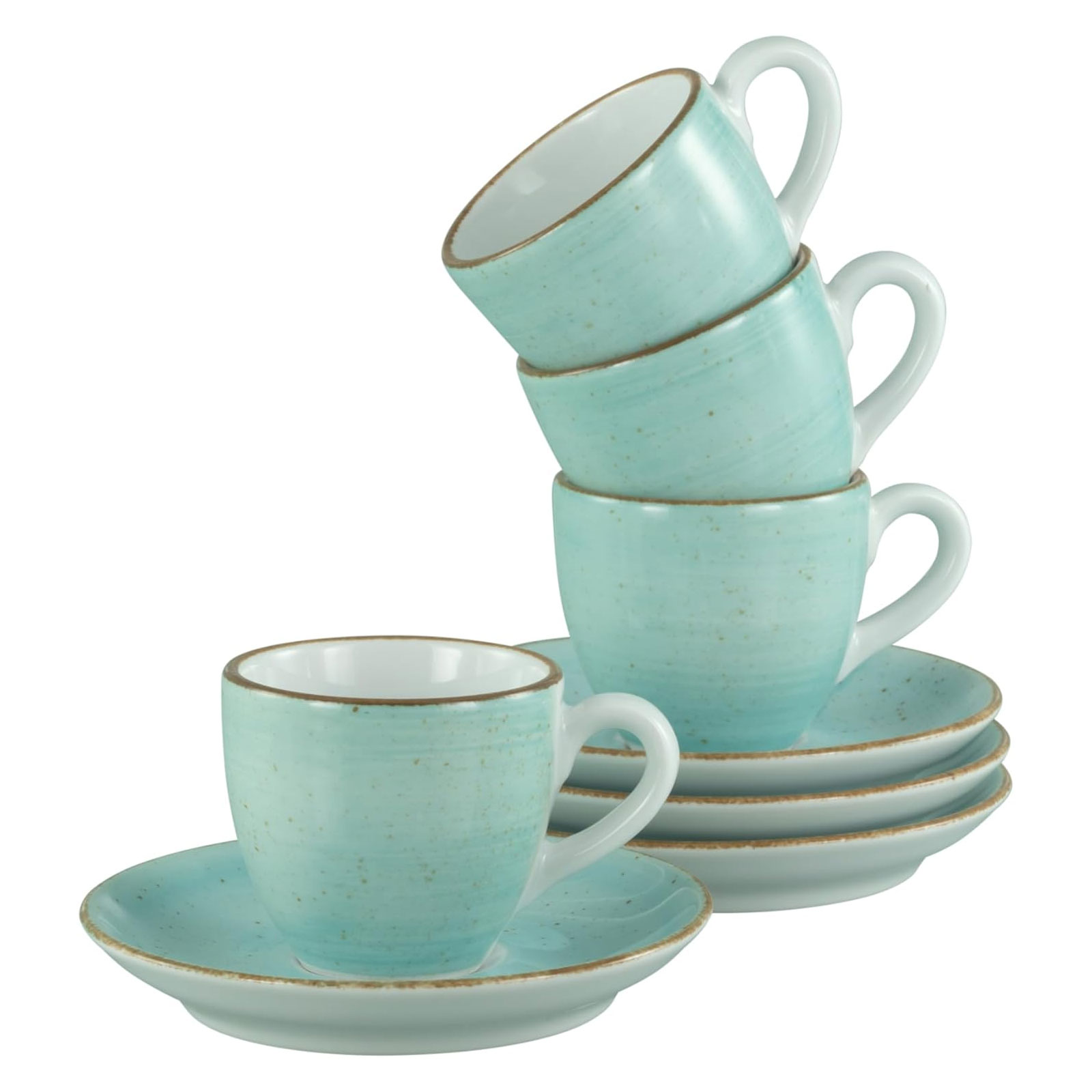 CreaTable, 34040, Serie Vintage Nature Aqua, 8-teiliges Geschirrset, Espresso Set aus Porzellan, spülmaschinen- und mikrowellengeeignet, Made in Europe