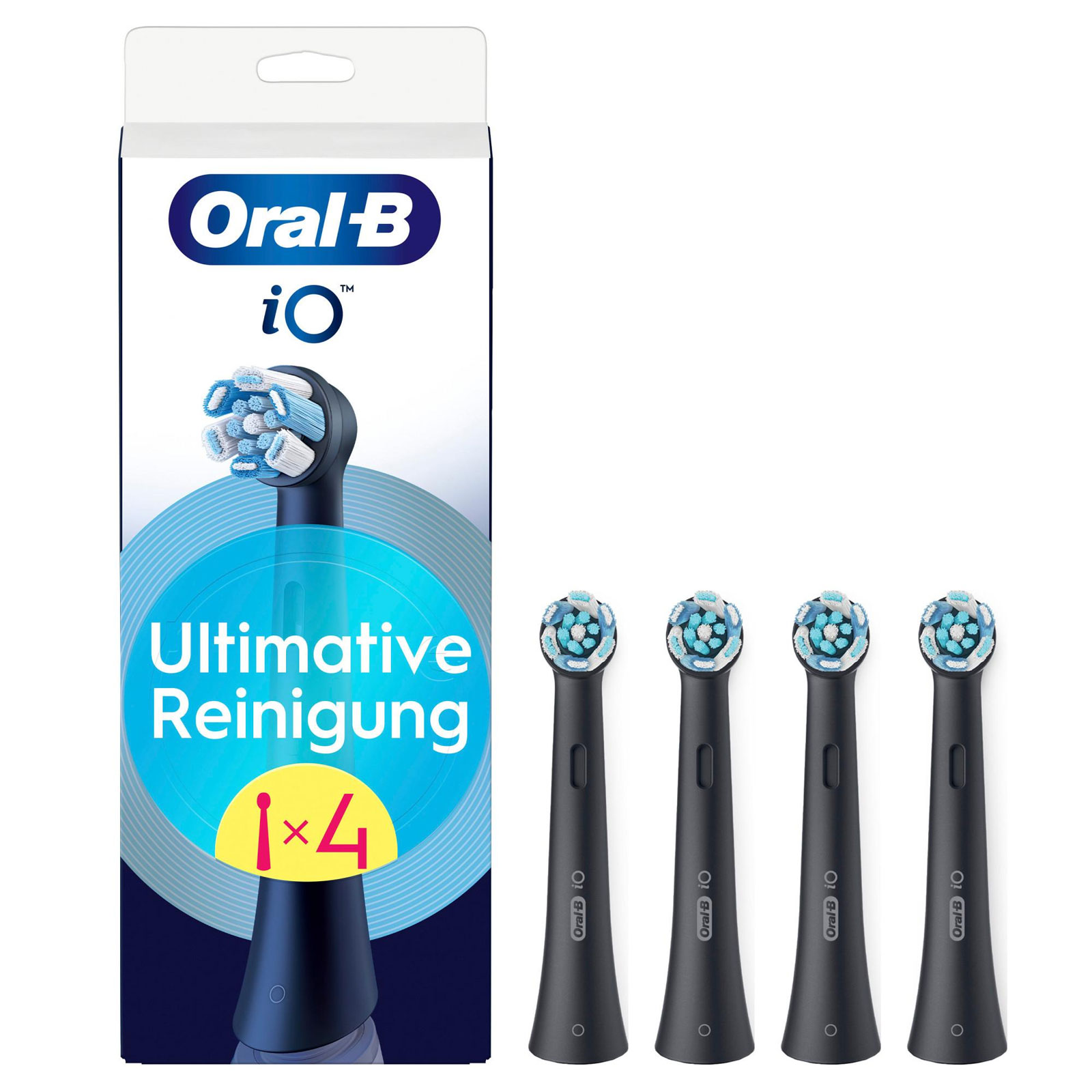 Oral-B iO Ultimative Reinigung, Original Aufsteckbürsten, Schwarz, 4er (passend für die Oral-B iO elektrische Zahnbürste)