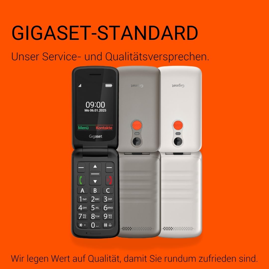 Gigaset GL595 Flip Mobiltelefon einfache Bedienung für Senioren Titanium