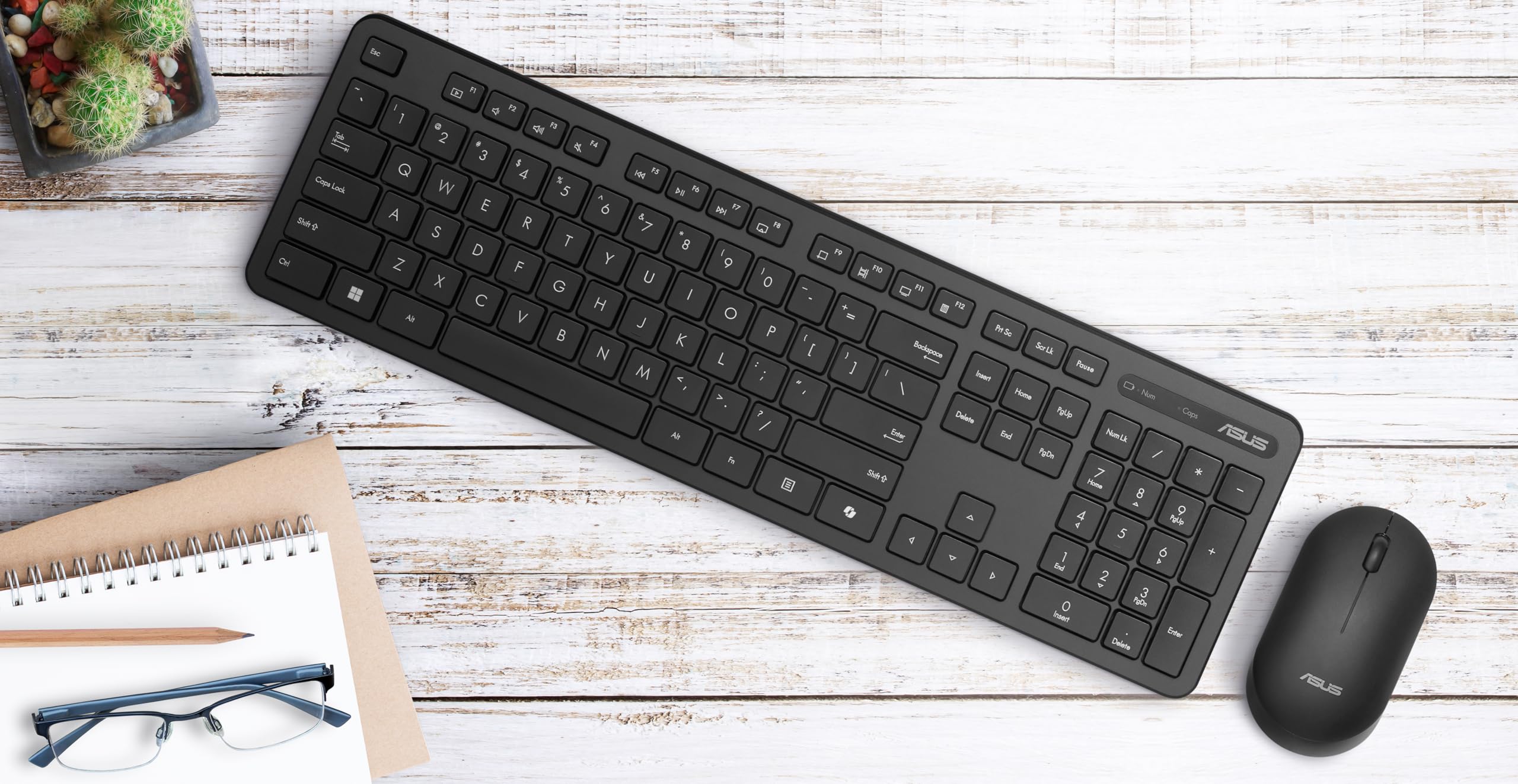 ASUS Kabellose Tastatur und Maus Set CW100 Schwarz Copilot+