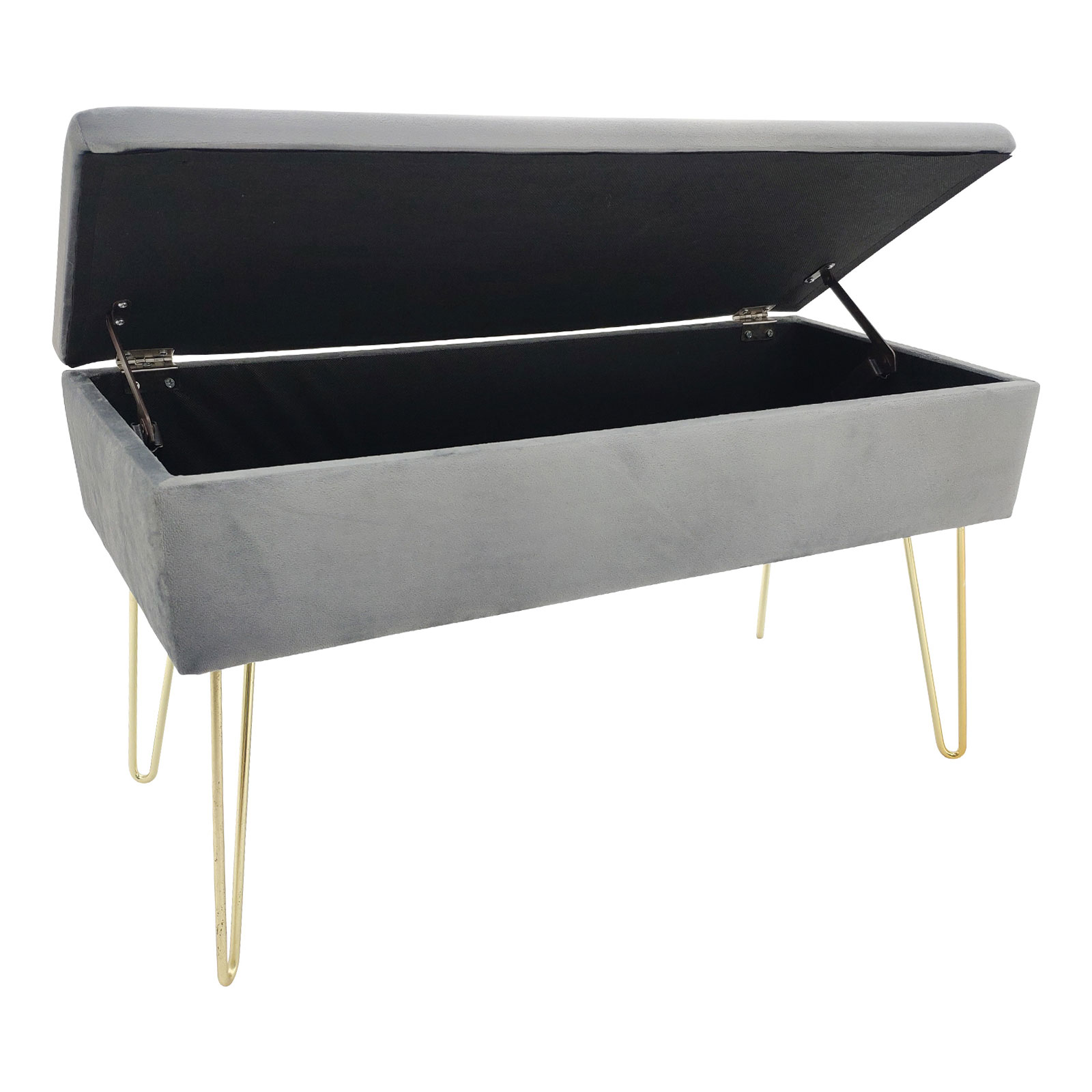 ECHTWERK Sitzbank Scarlett, Polsterbank mit Samtbezug, Aufbewahrungstruhe rechteckig, Schminkbank mit Stauraum, Metallbeine, 75 x 30 x 42 cm