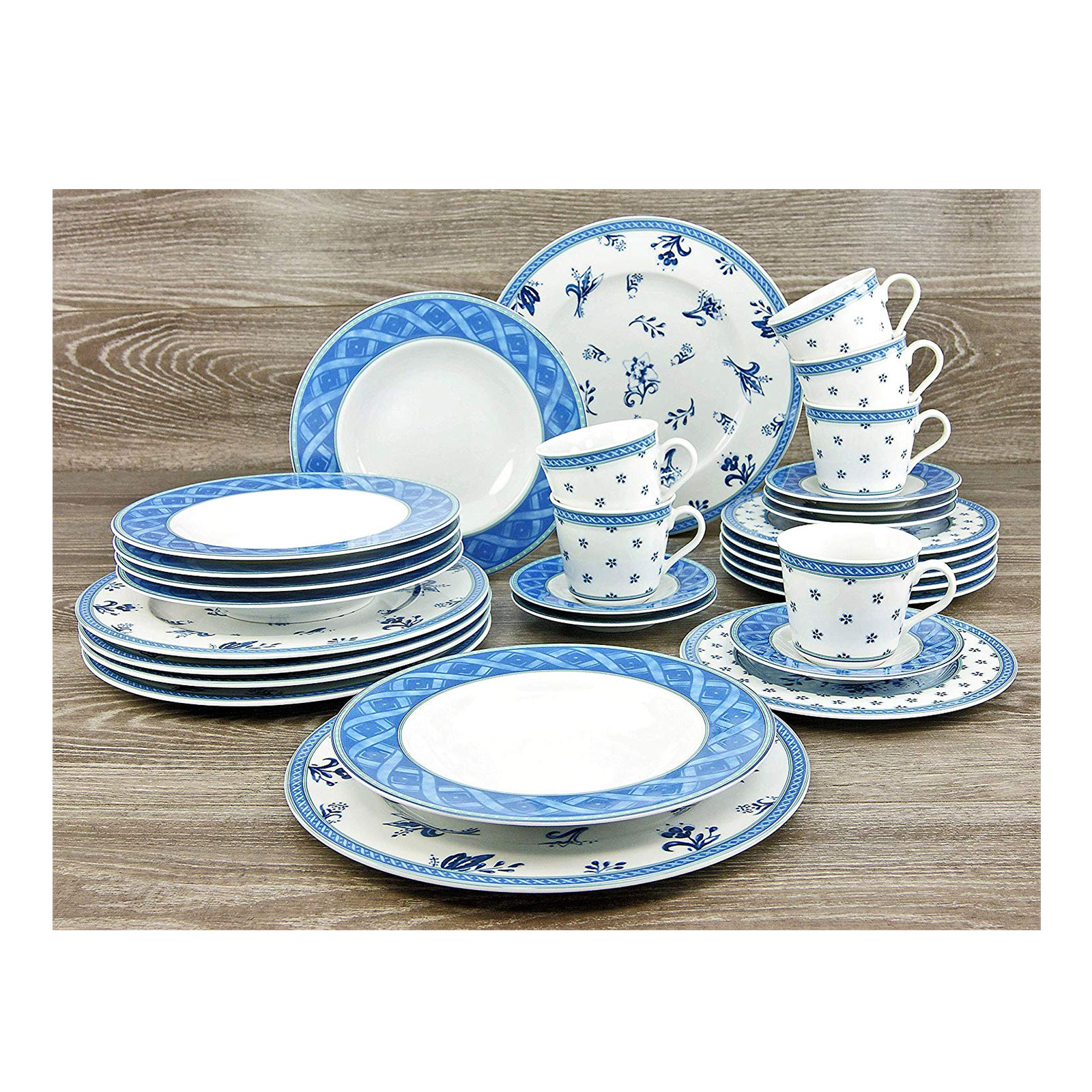 CreaTable, 19163, Serie COUNTRY BLUE, Geschirrset, Tafelservice 12 teilig