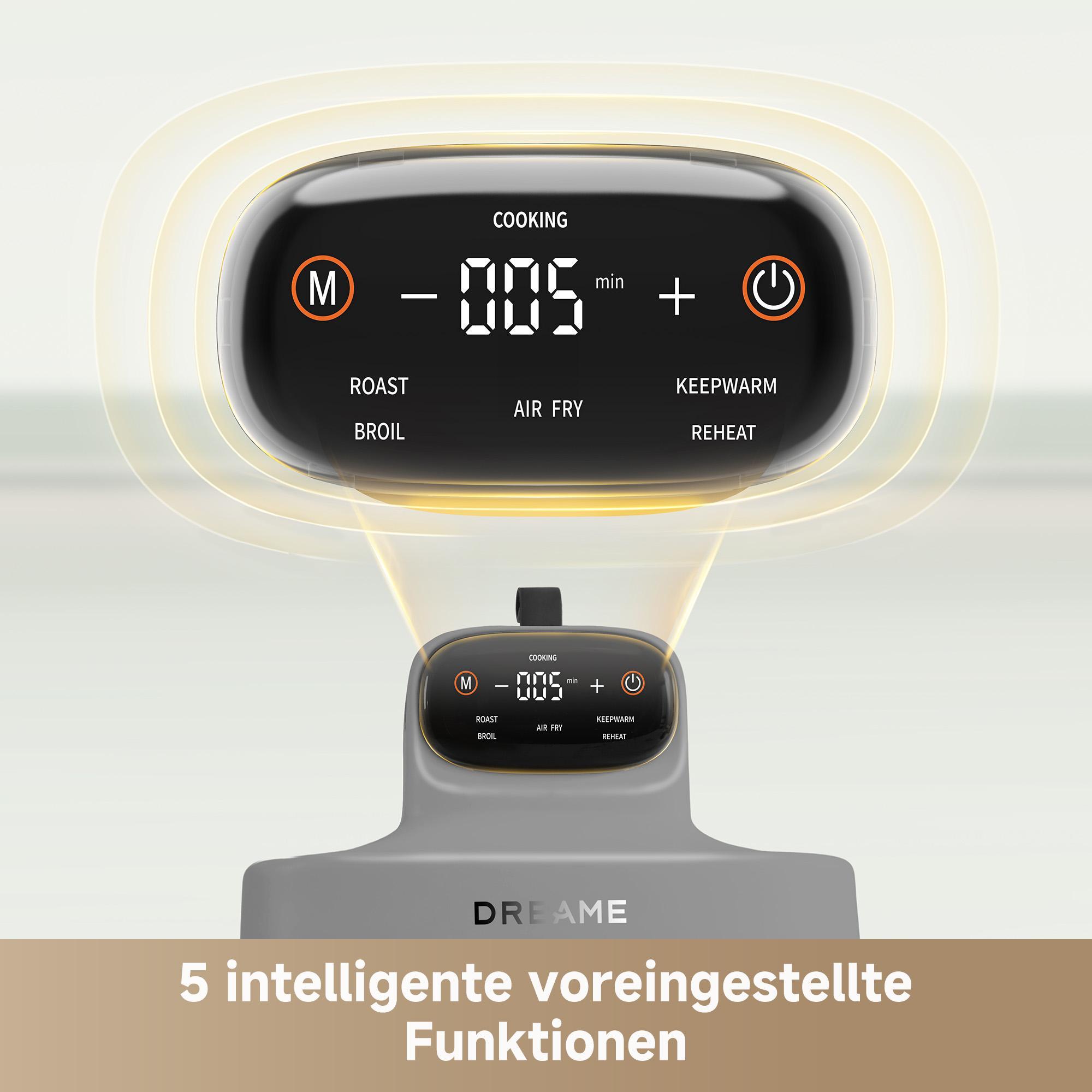 dreame Tasti Heißluftfritteuse 2,5 L und 4,5 L Glasbehälter, 1500 W Leistung