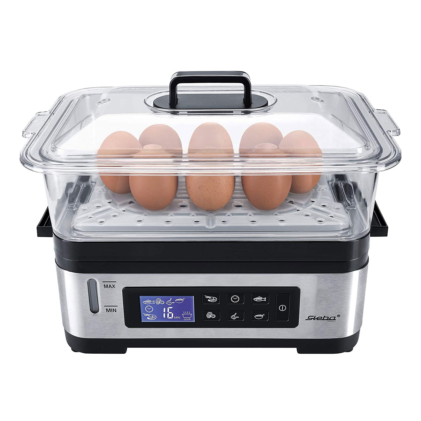 Steba 2 elektrischer Dampfgarer Edelstahl / schwarz