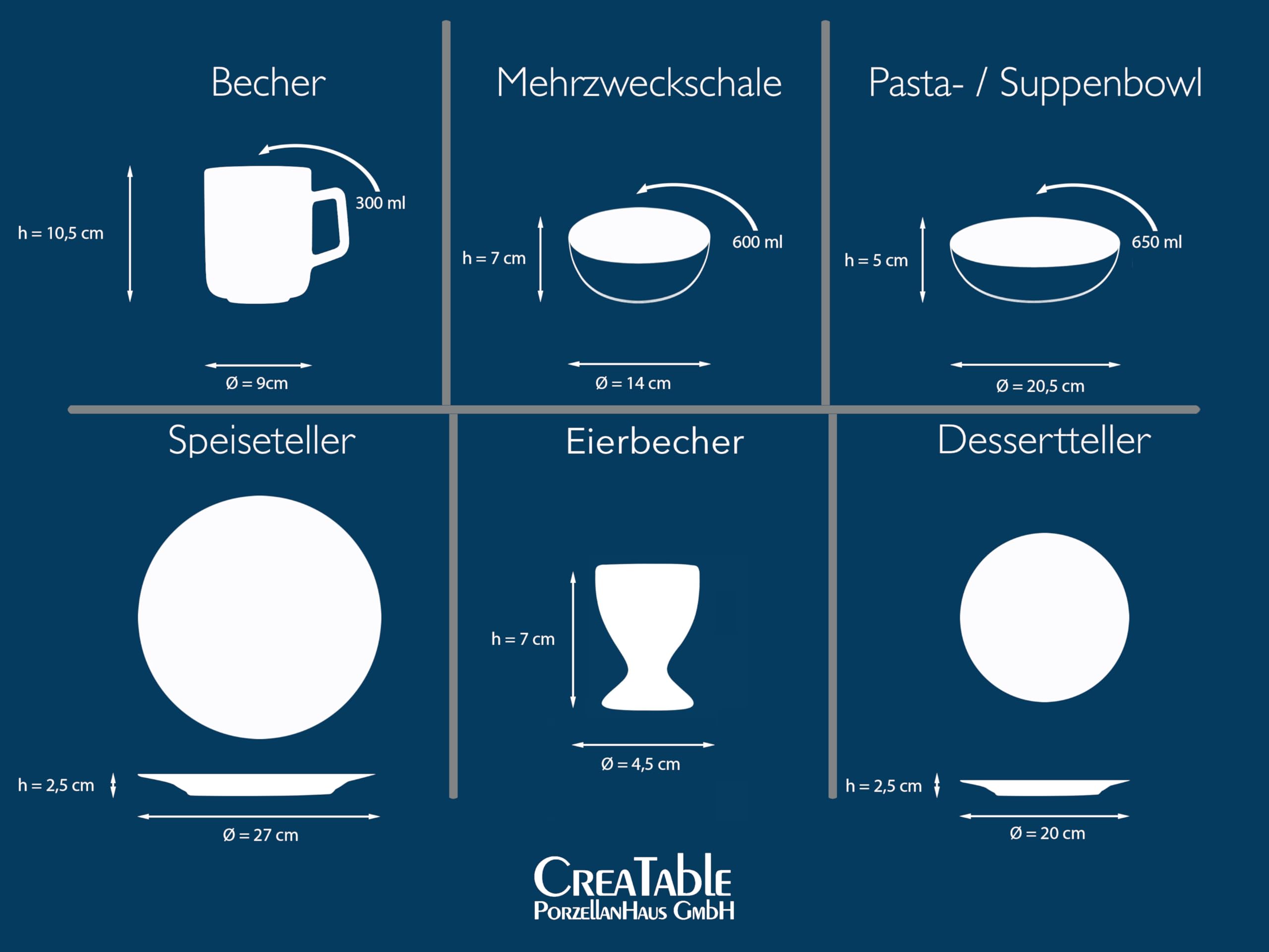 CreaTable Kombiservice 24056 Serie Luna Color Line 24-teiliges 4 Personen