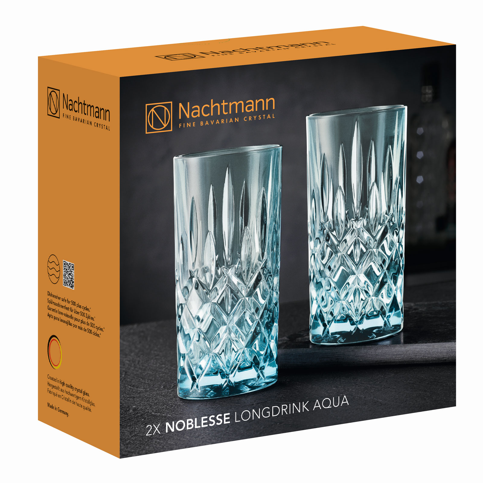 Nachtmann 2-teiliges Longdrinkgläser-Set Cocktailgläser 395 ml Aqua, Noblesse, 105710