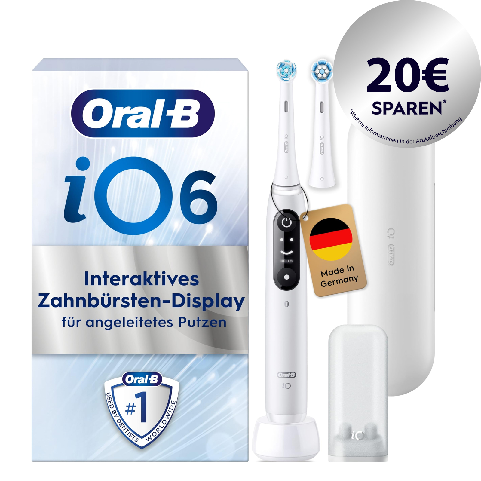Oral-B iO Series 6 Elektrische Zahnbürste/Electric Toothbrush, 2 Aufsteckbürsten