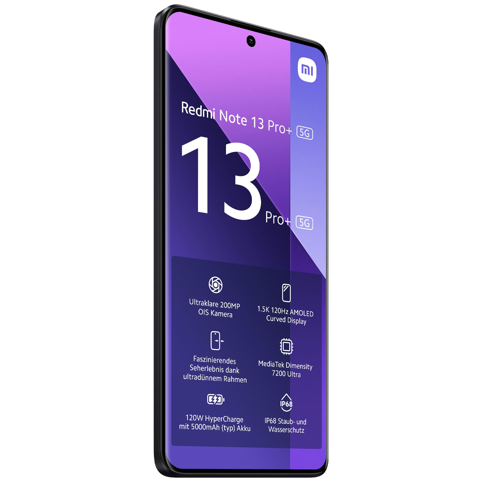 Xiaomi Redmi Note 13 Pro+ 5G 12GB + 512GB Midnight Black Smartphone (6,67 Zoll, 200 MP, Triple-Kamera, 5.000-mAh, Octa-Core, Fingerabdrucksensor, Gesichtserkennung, schwarz)