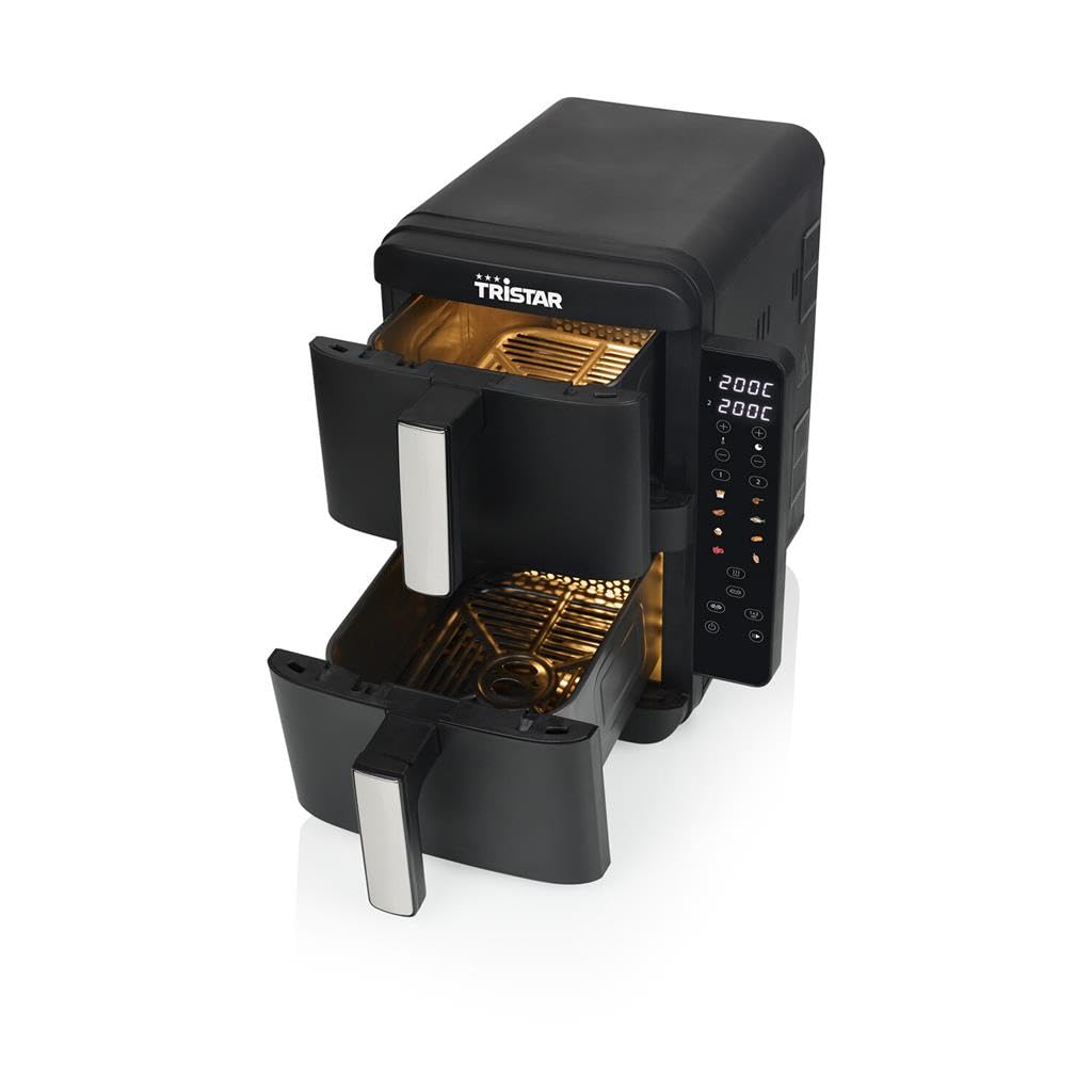 Tristar FR-907 Doppel-Heißluftfritteuse mit vertikaler Luft, 9 l, 2 Zonen, 2400 W