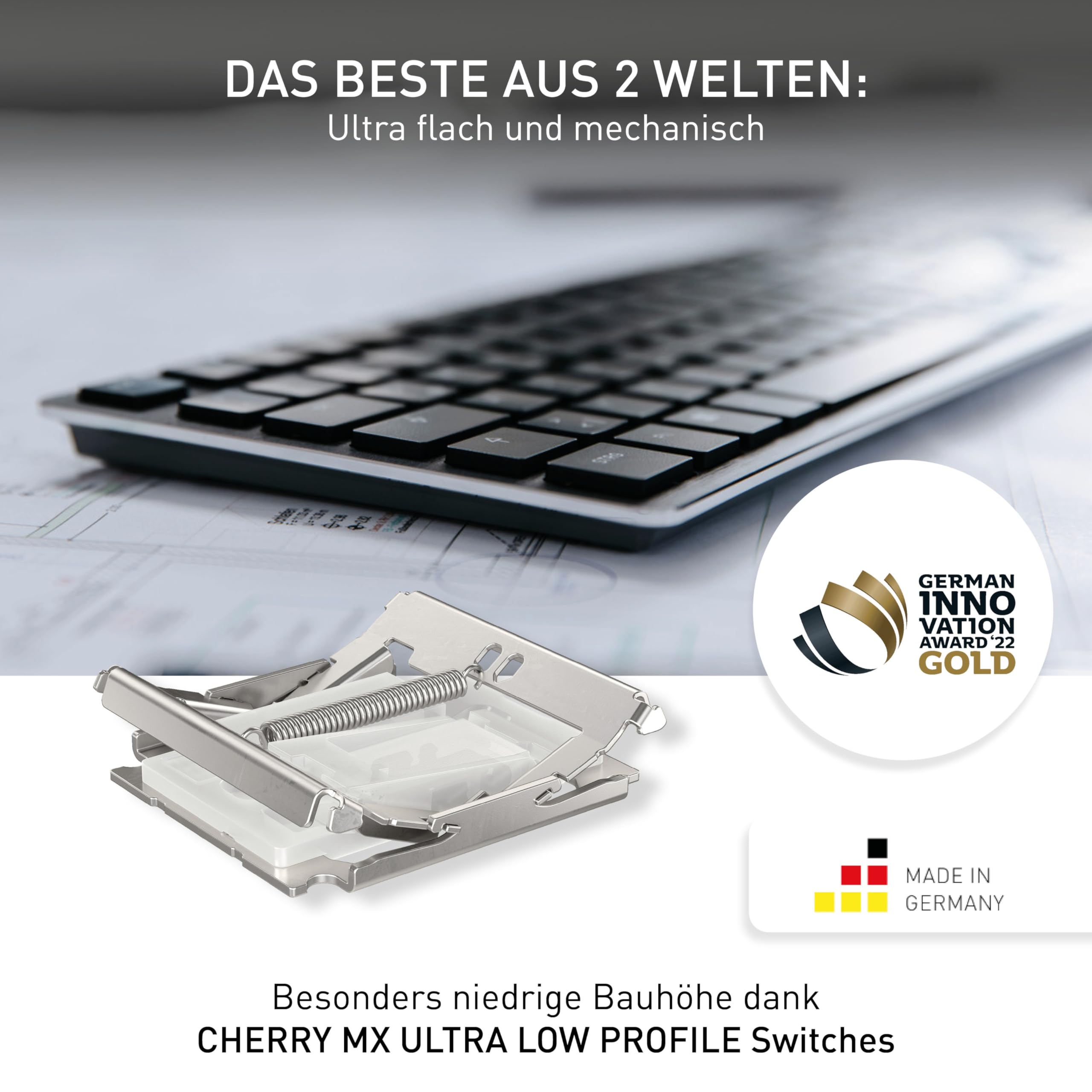 CHERRY KW X ULP, Ultra Flache Mechanische High-End-Tastatur, Deutsches Layout