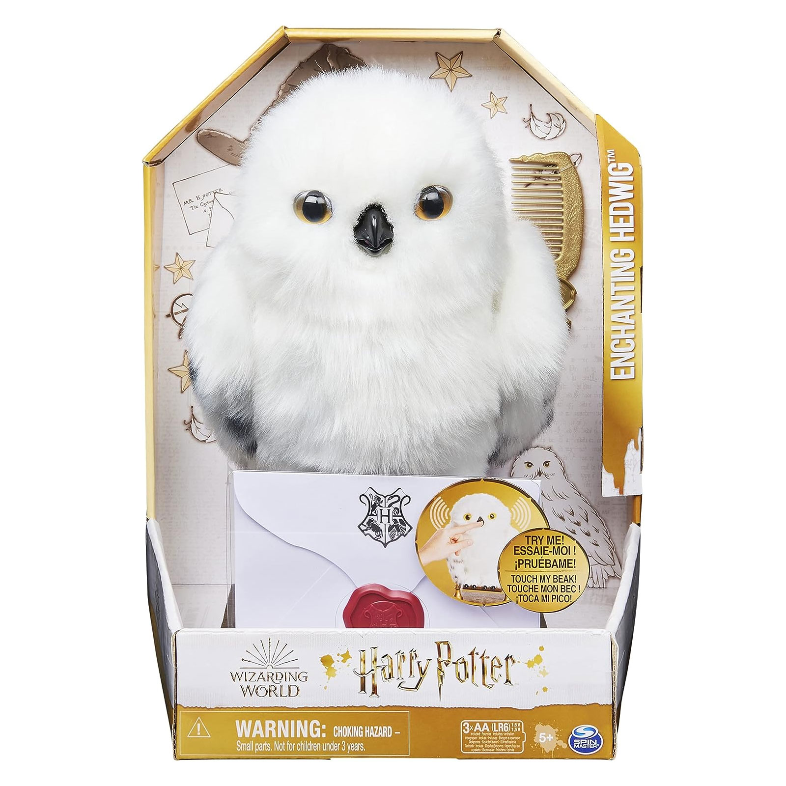 Spin Master Wizarding World Harry Potter - Interaktive Plüsch-Eule Hedwig mit über 15 Geräuschen und Bewegungen (Weiß)