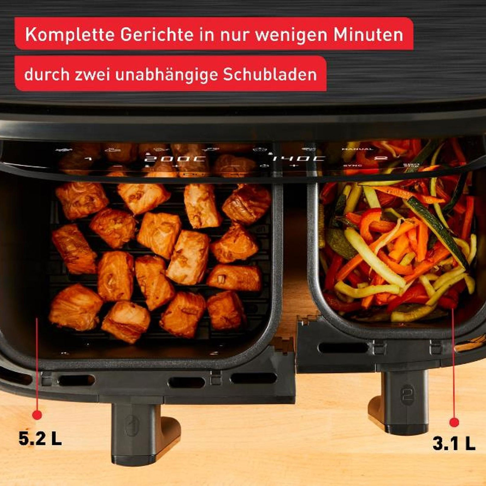 TEFAL EY901N Dual Easy Fry Essential Doppel-Heißluftfritteuse