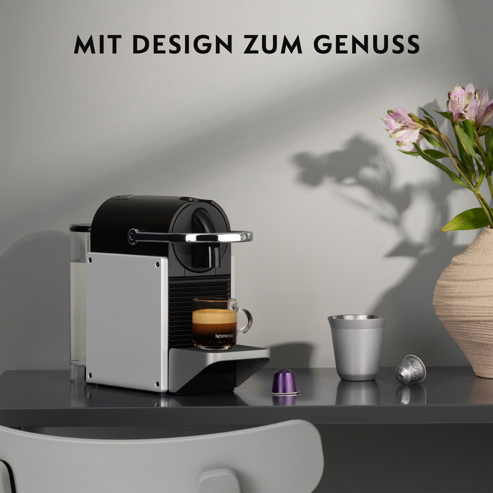 De'Longhi EN127.S PIXIE Re-Design silber Nespresso-Kapselmaschine