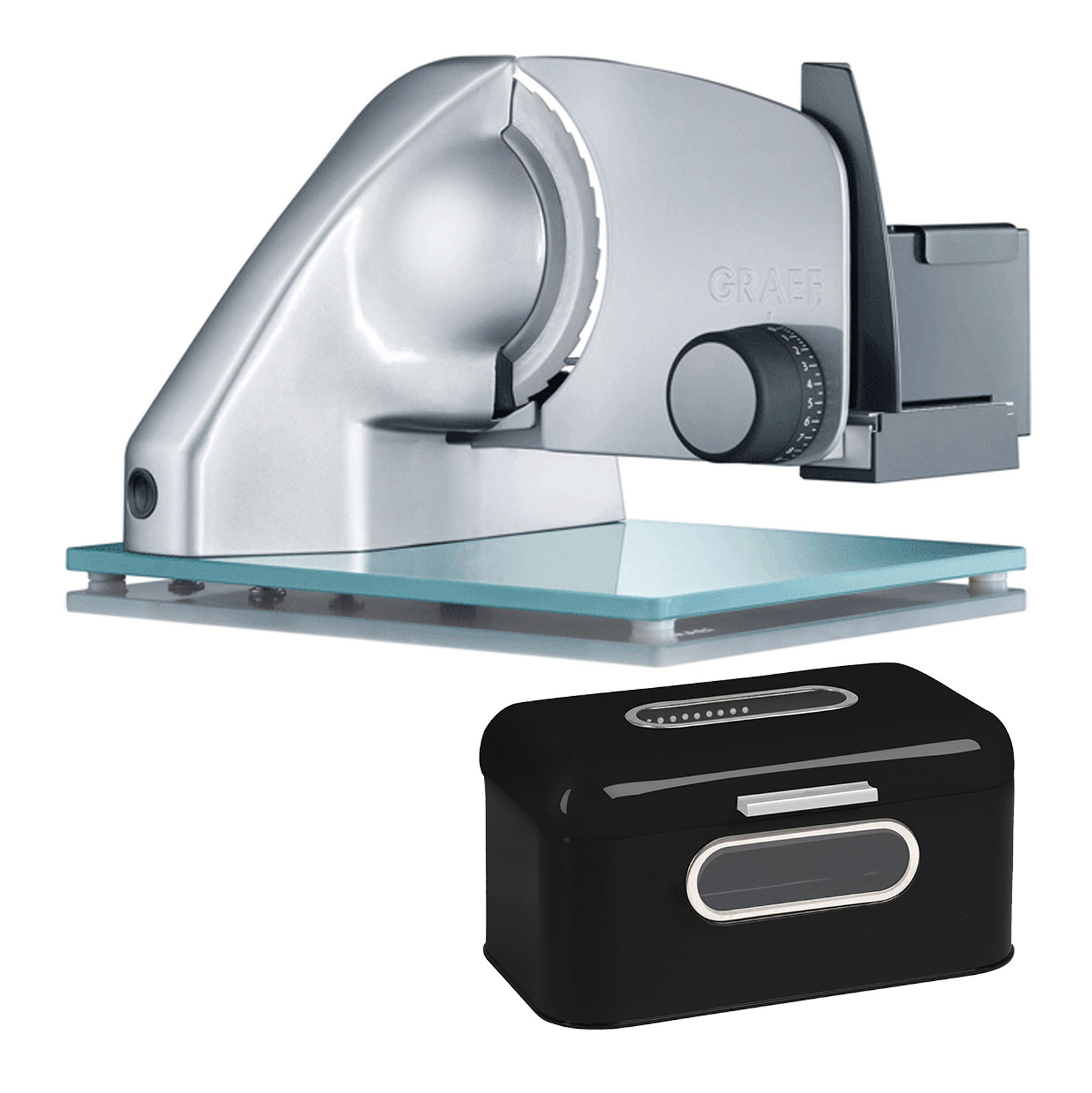 GRAEF Vivo V 20 Allesschneider + Echtwerk Brotbox Schwarz