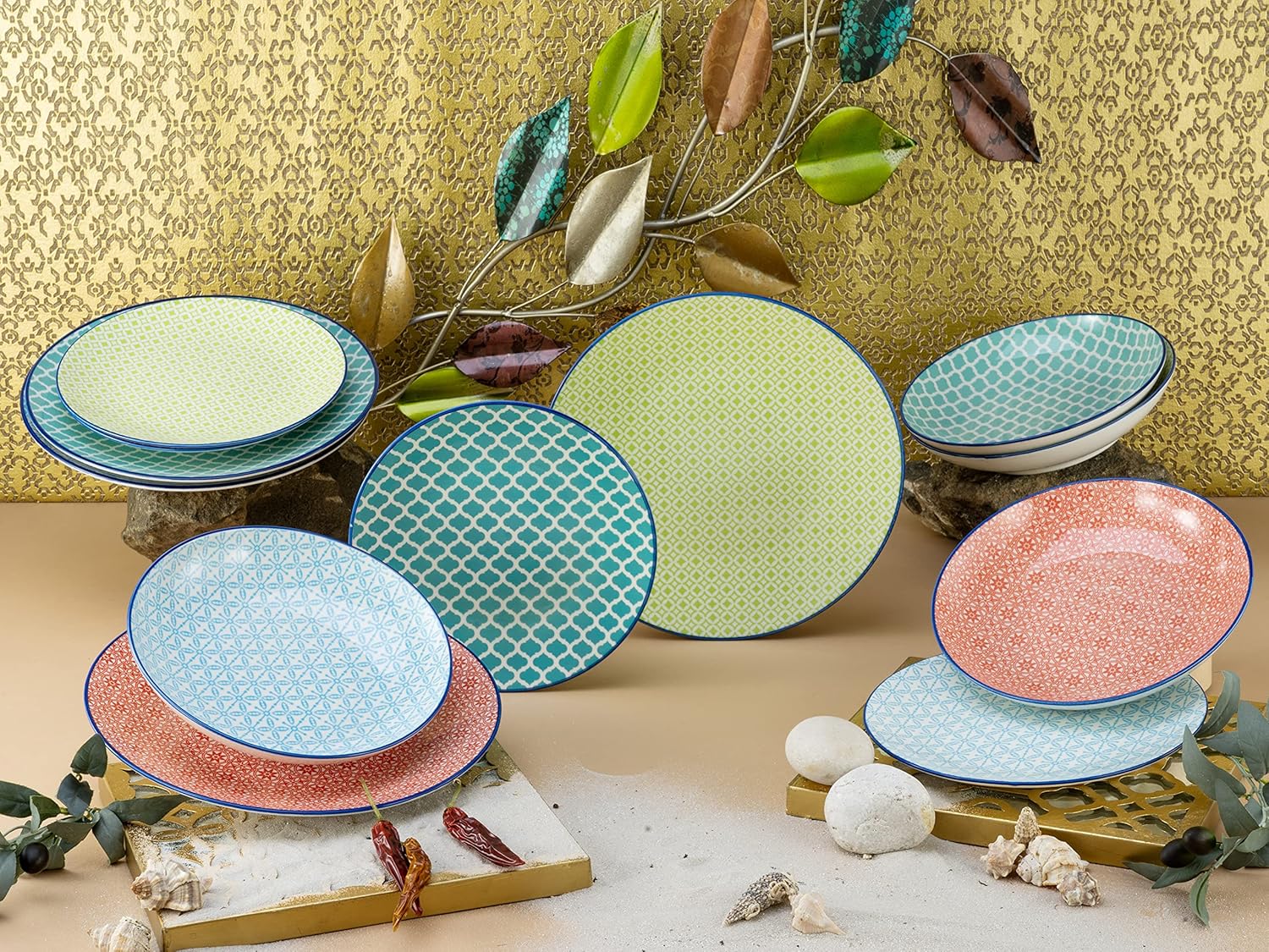 CreaTable, 10689, Serie Mediterran , Geschirrset, Teller Set 12 teilig
