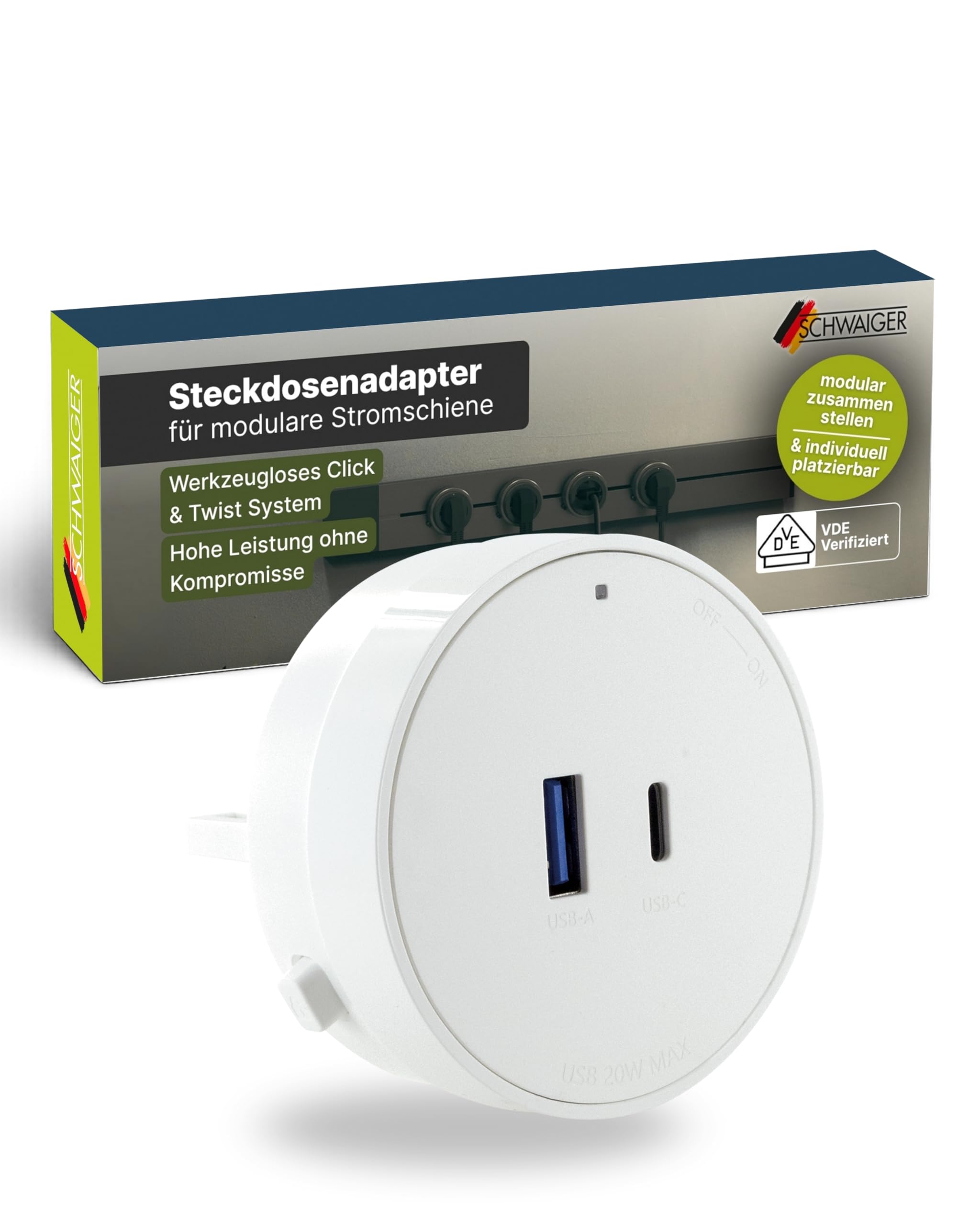 SCHWAIGER Steckdosenadapter für modulare Stromschiene