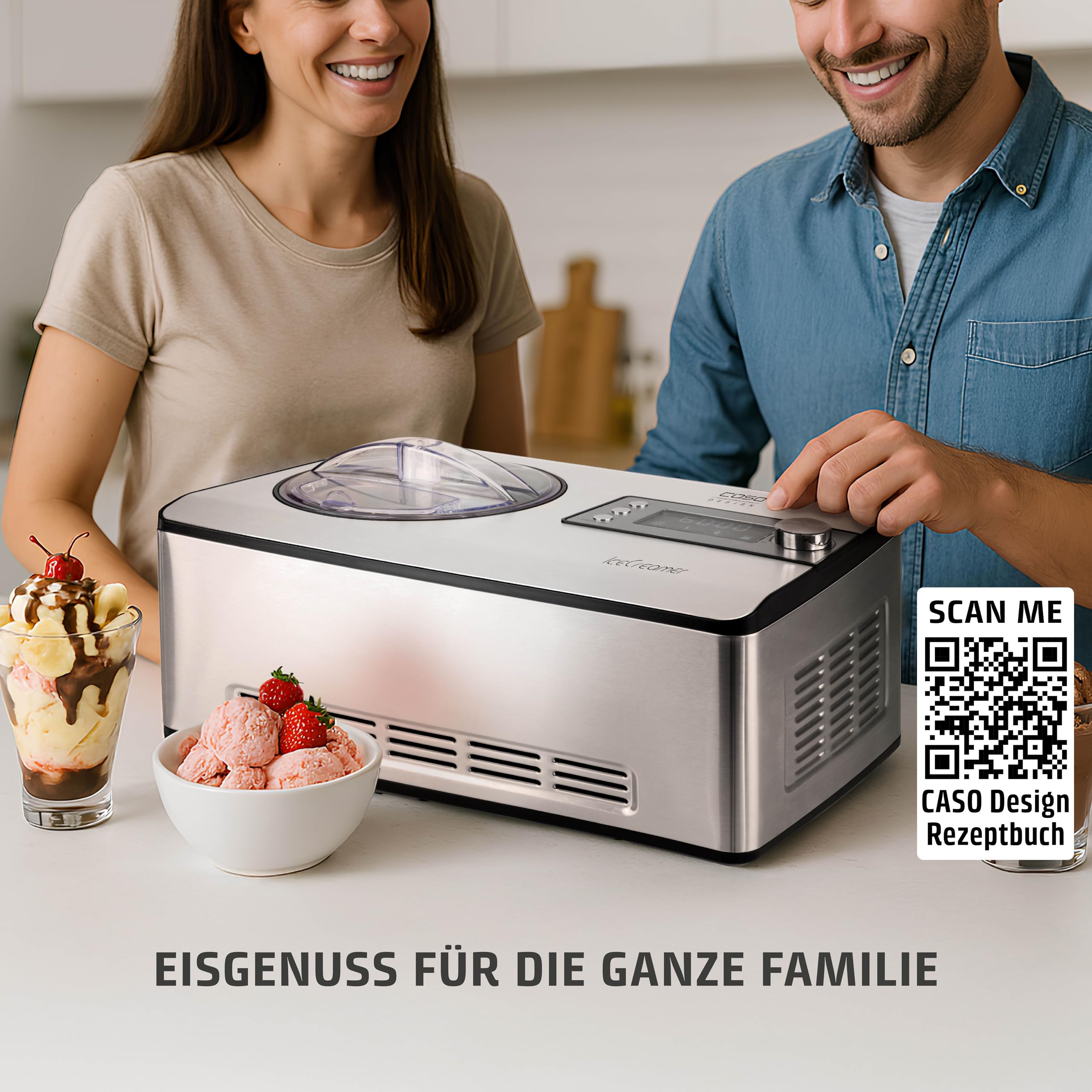 CASO Ice Creamer - 2 in 1 Design Eismaschine und Joghurtmaschine