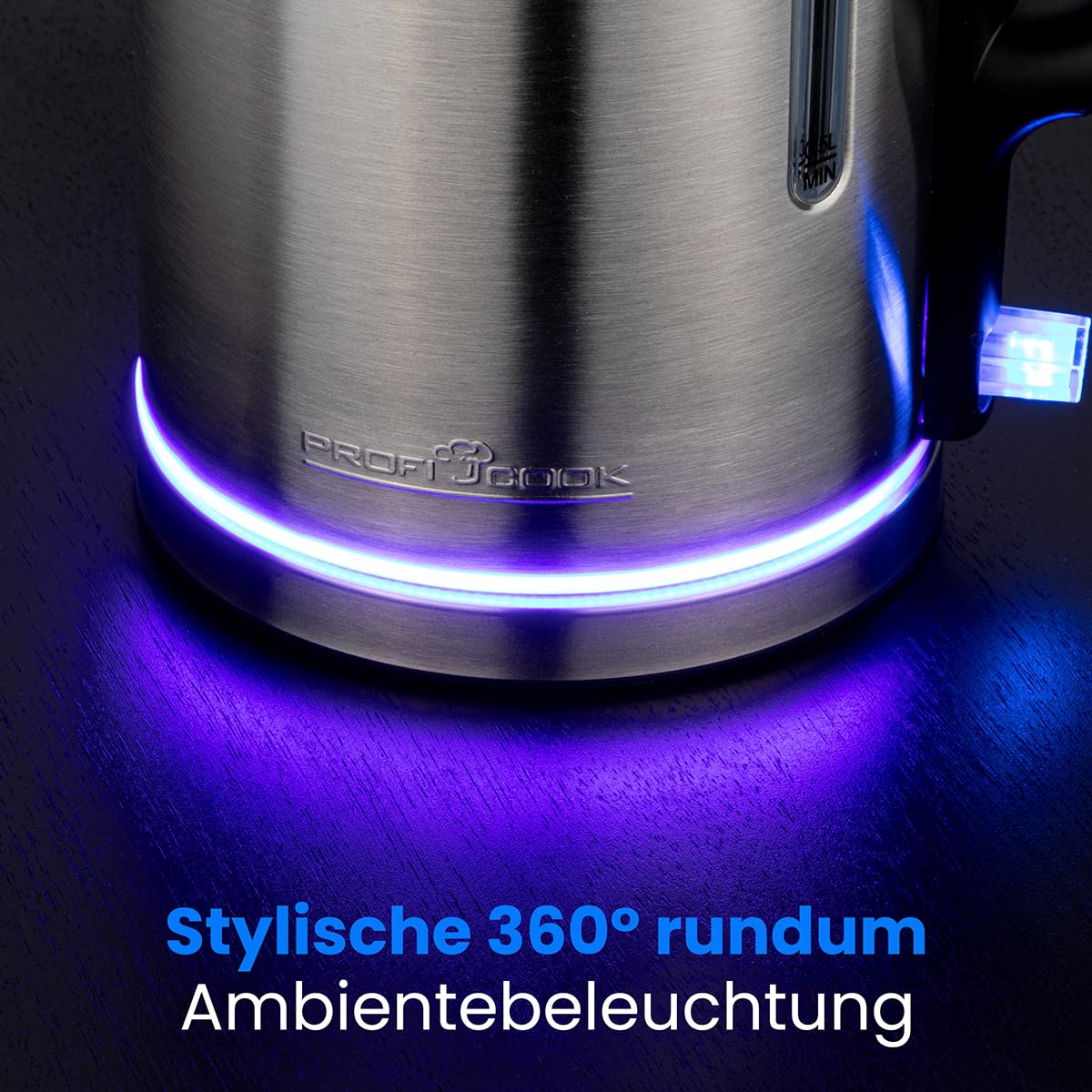 PROFICOOK PC-WKS 1321 Wasserkocher (1,7 Liter, 2200 W, Edelstahl, silber)