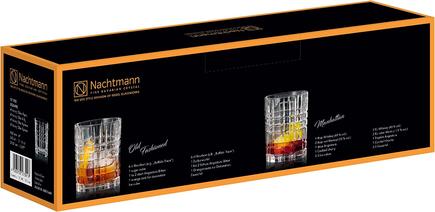 Nachtmann Square Whiskey Kristall Glas Set 4tlg