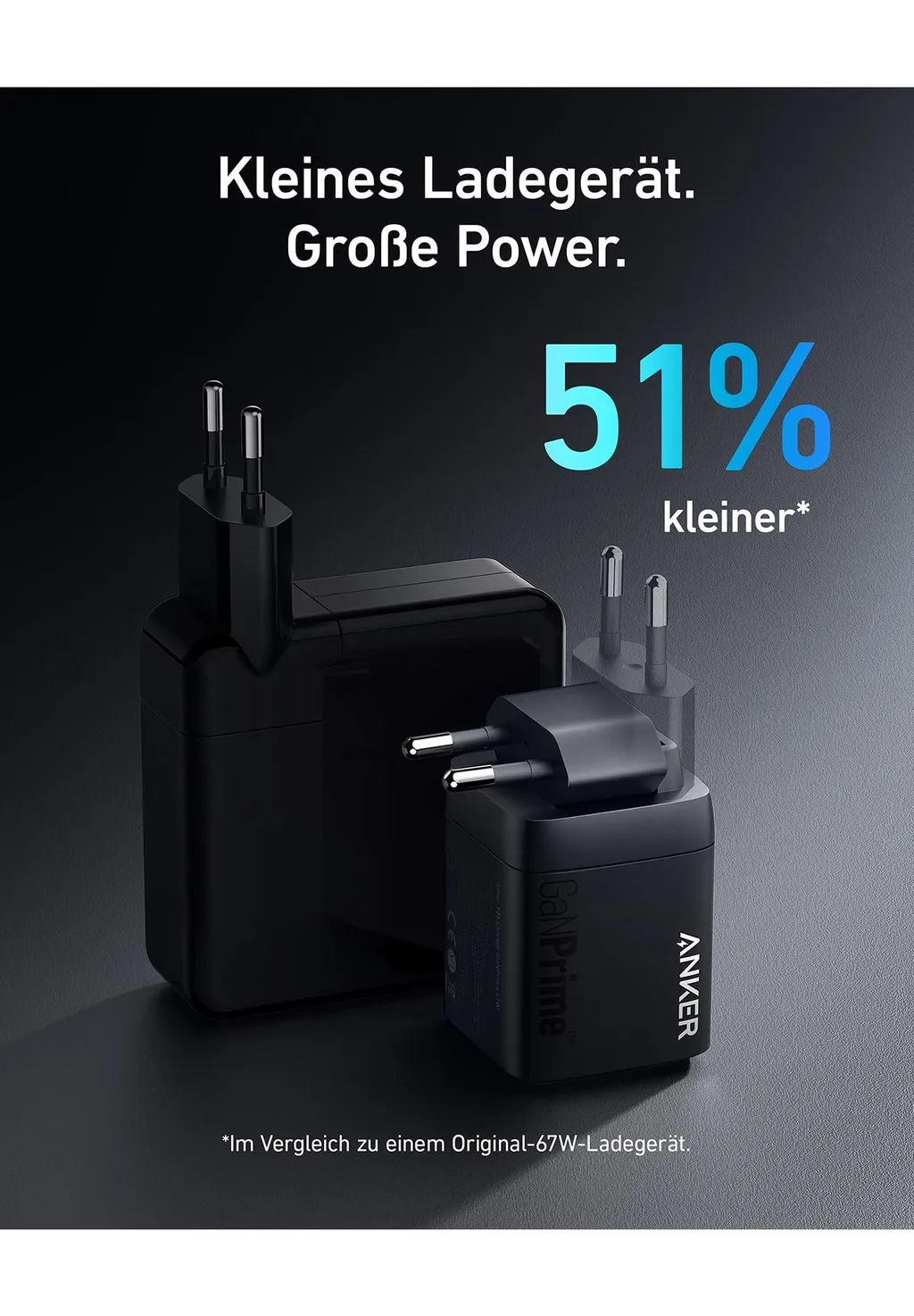 Anker 735 Prime, 67 Watt, Fold, Schwarz Ladegerät (USB-A + USB-C)