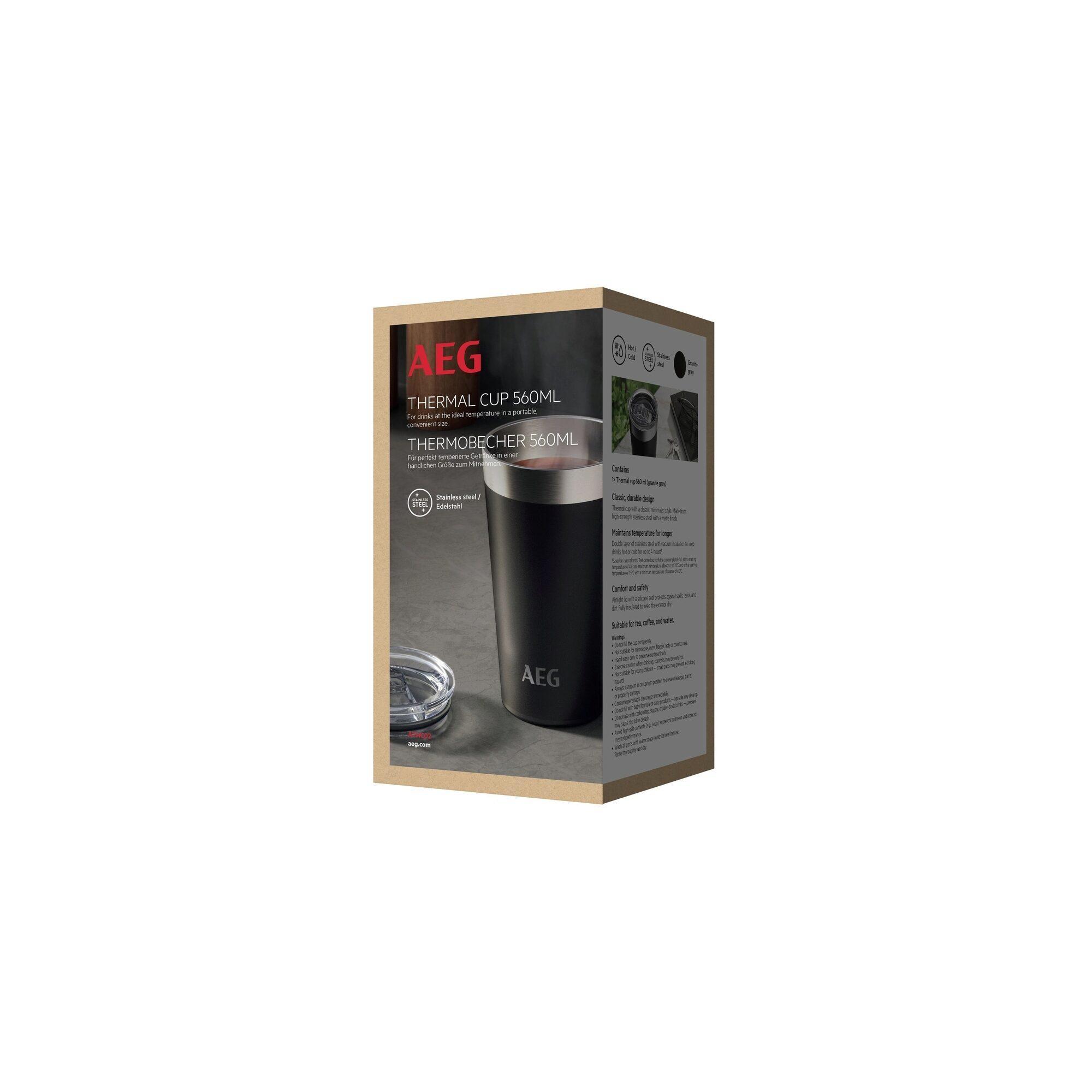AEG ATHC02 Thermobecher, 0,56 l Fassungsvermögen, Schwarz, Edelstahl