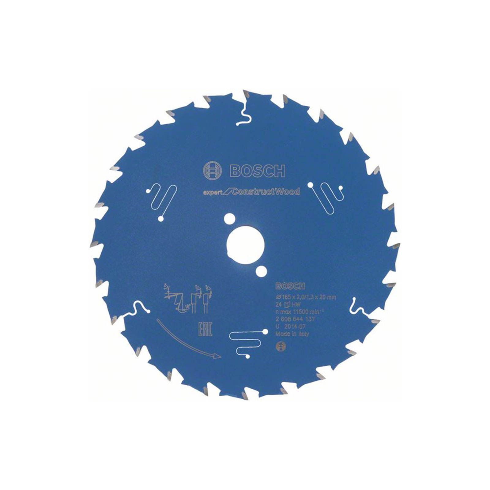 Bosch Professional Kreissaegeblatt Expert for Construct Wood, 165 x 20 x 2,0 mm, 24