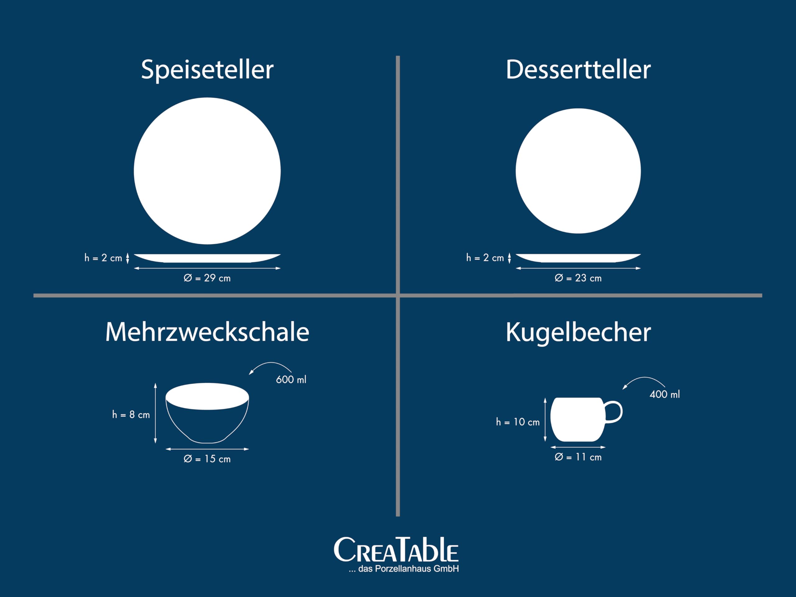 CreaTable, 25071, Serie Stone Town Grey, 16-teiliges Geschirrset für 4 Personen
