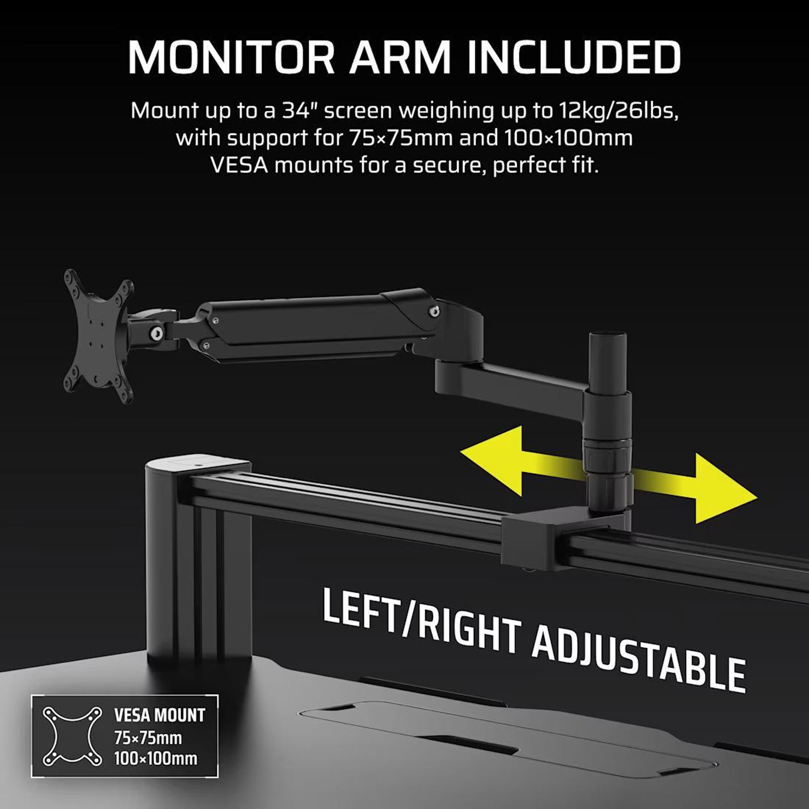 Corsair Platform:4 Elevate-Schreibtisch, Schwarz