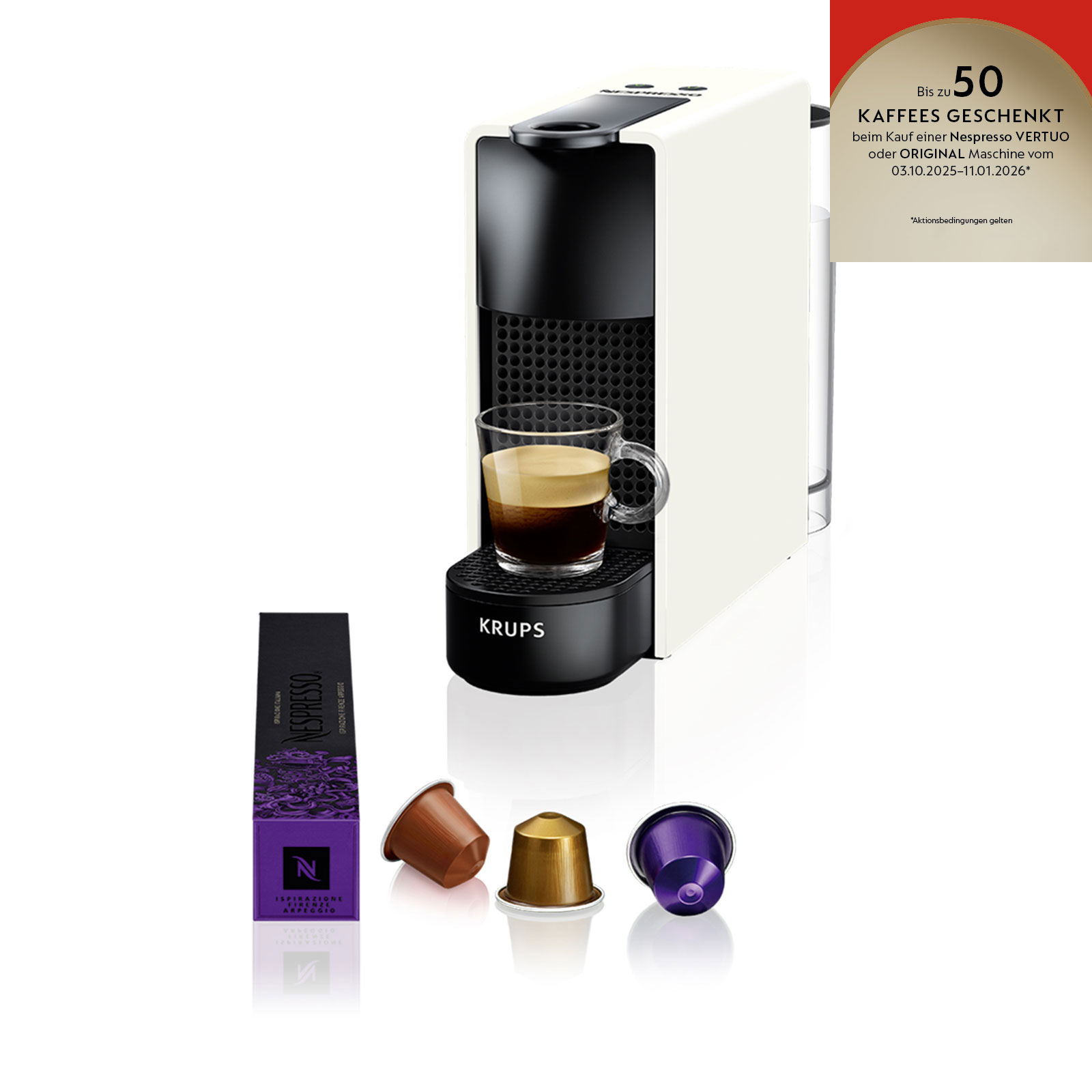 Krups XN1101 Essenza Mini Nespressomaschine Weiß