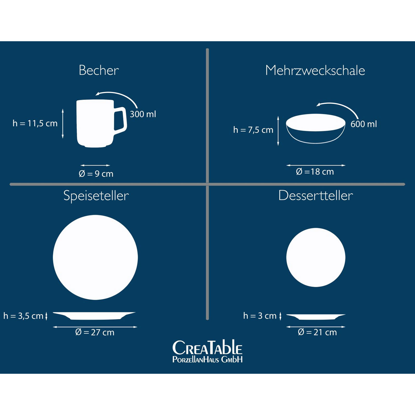 CreaTable, 23630, Serie CAPRI - Reaktivglasur, Geschirrset, Kombiservice 16 teilig