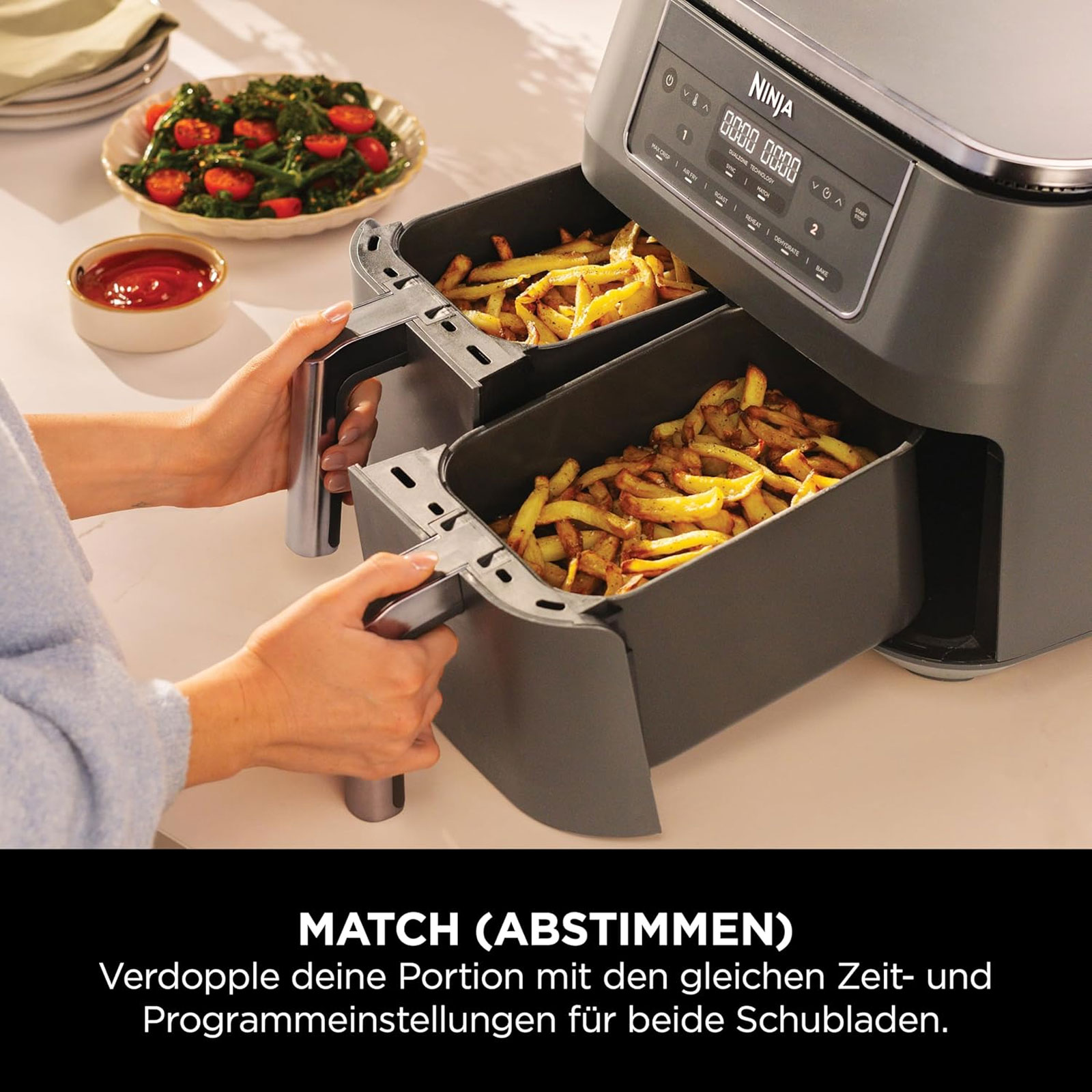Ninja DZ300EU Doppel-Heißluftfritteuse