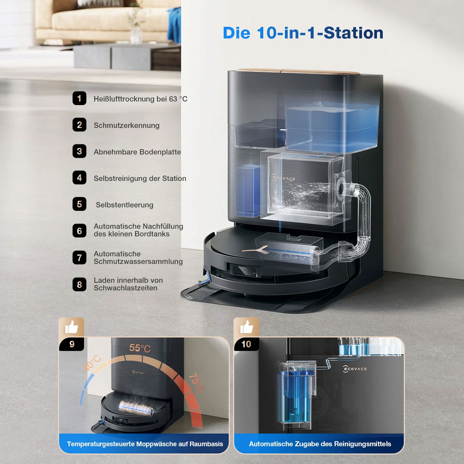 Ecovacs Deebot X9 Pro OMNI Saugroboter mit Wischfunktion
