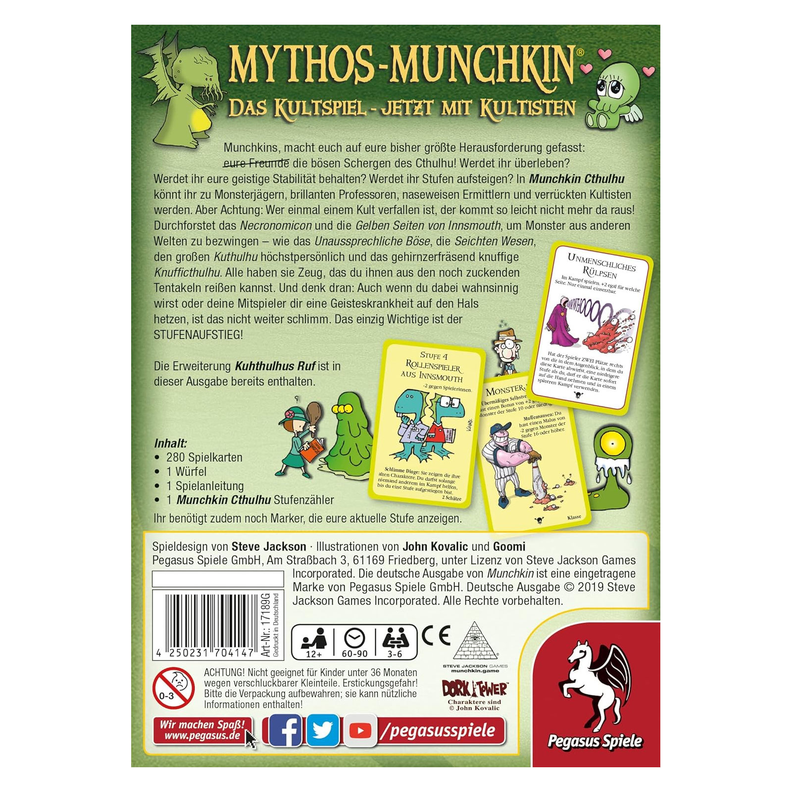 Pegasus Spiele Munchkin Cthulhu 1+2 17189G Kartenspiel