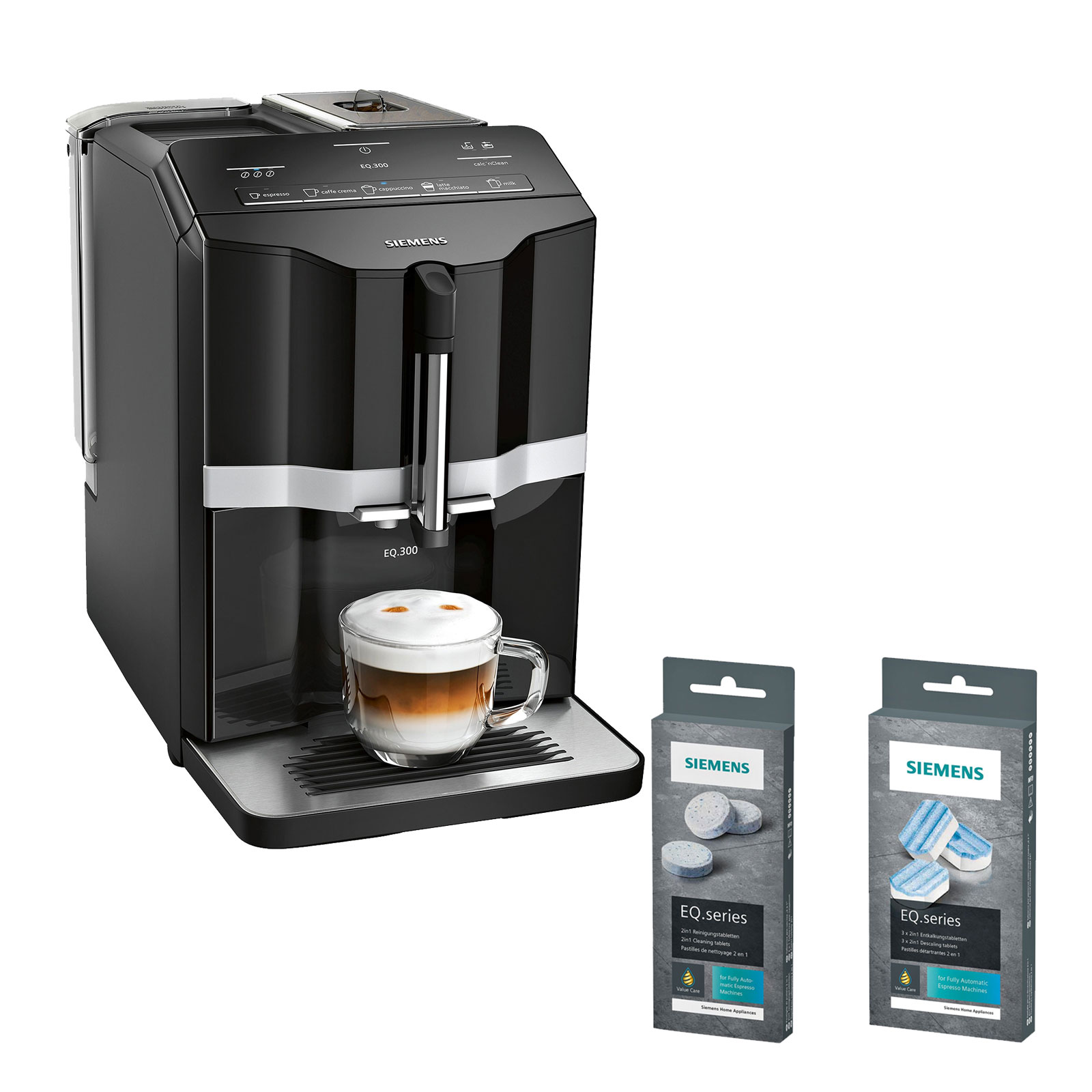 Siemens TI351509DE EQ.300 Kaffeevollautomat + TZ80001A Reinigungstabletten + TZ80002A Entkalkungstabletten