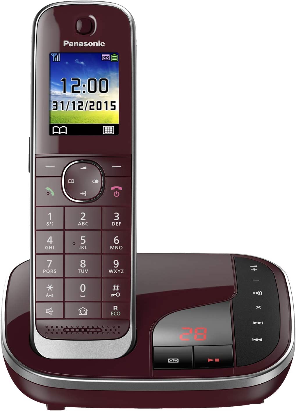 Panasonic KX-TGJ 320 GR weinrot Schnurloses-Telefon mit Anrufbeantworter