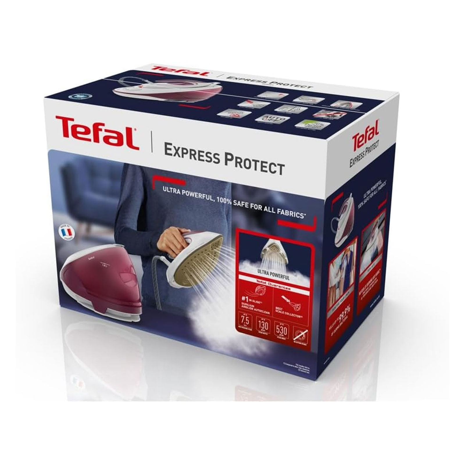 TEFAL SV9201 Express Protect Dampfbügelstation (2.800 Watt, Durilium Airglide Bügelsohle, 7,5 Bar Pumpendruck, 1,8 l Wassertank, Tropfstopp, Eco Funktion)
