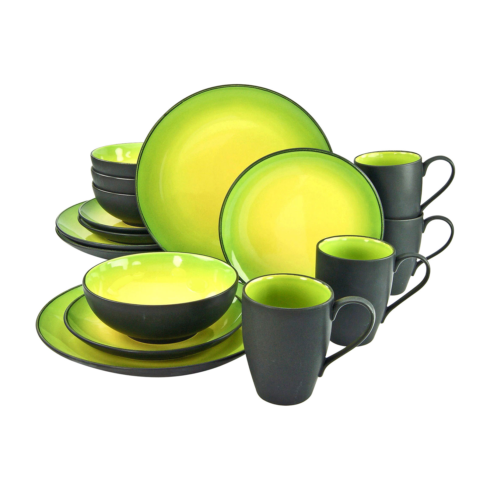CreaTable, 20220, Serie HOT GREEN, Geschirrset Kombiservice 16 teilig CreaTable, 20220, Serie HOT GREEN, Geschirrset Kombiservice 16 teilig