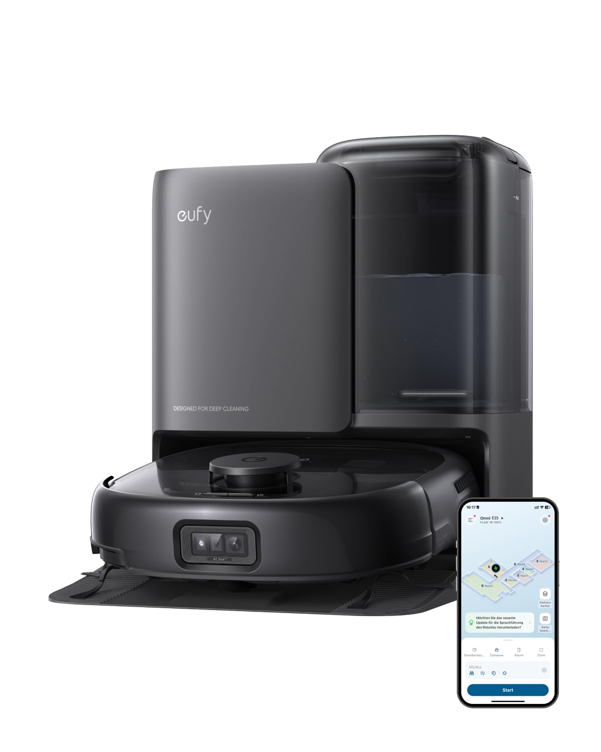 eufy Omni E25 schwarz Saugroboter mit Wischfunktion