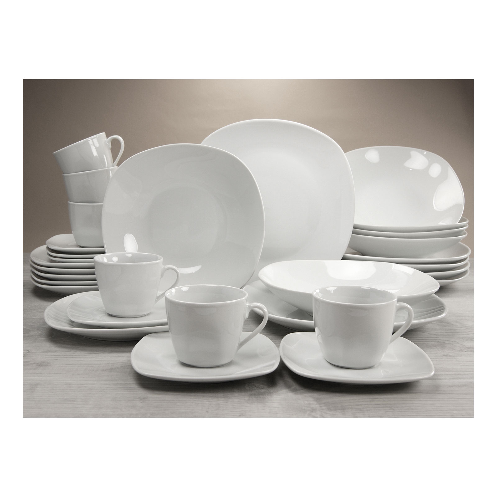 CreaTable, 18792, Serie Square Betterwhite, Kombiservice 30 tlg