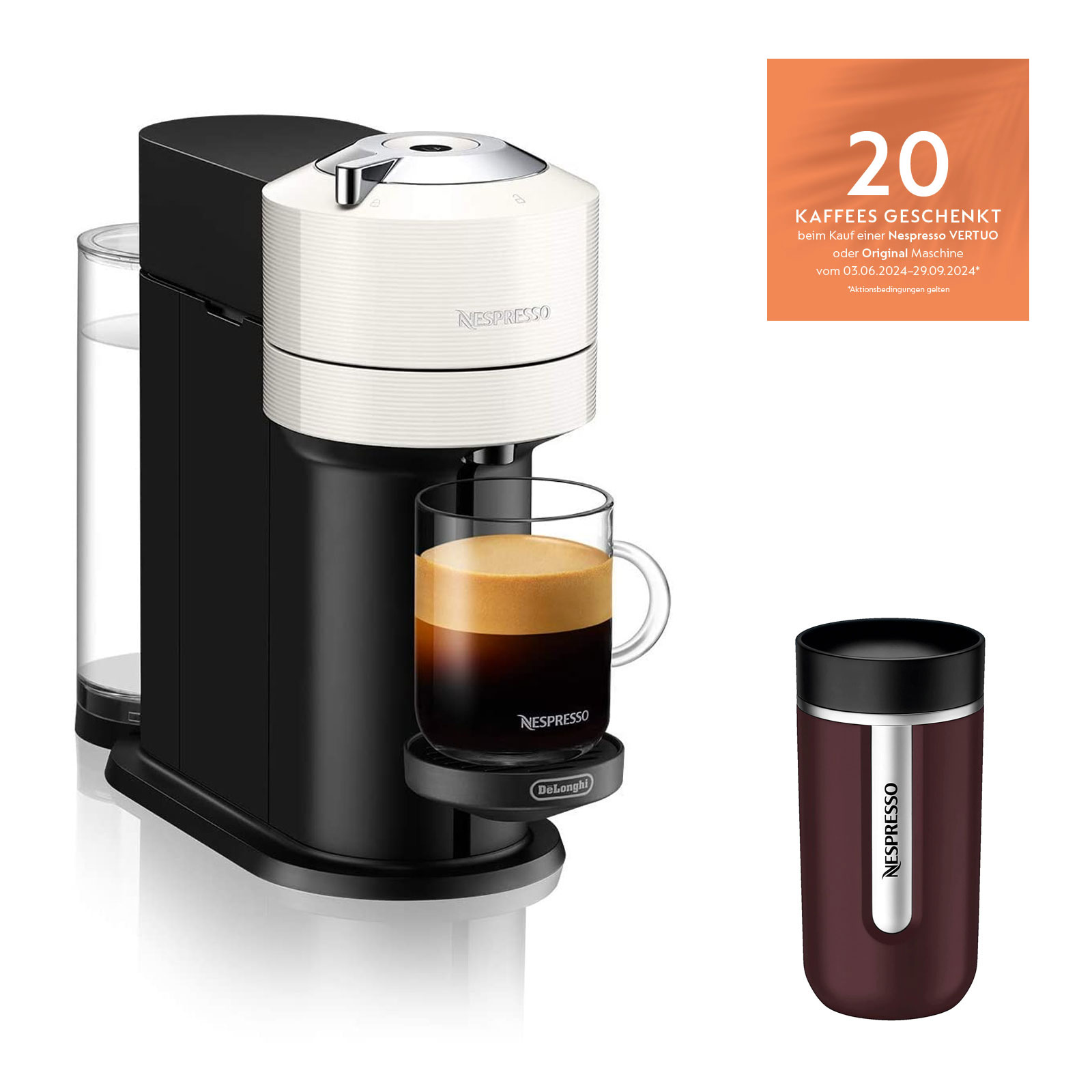 DeLonghi ENV120.W Vertuo Next Basic Nespressoautomat + Travel Mug 400ml